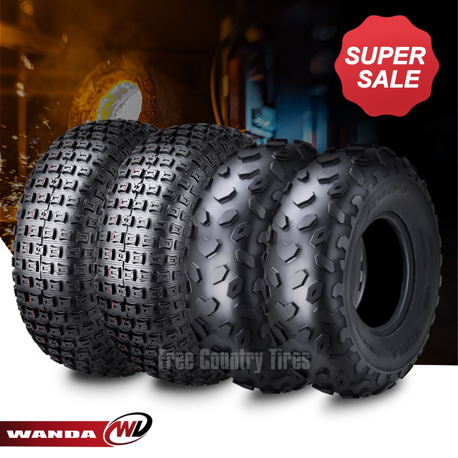 Set 4 WANDA ATV Tires 19X7-8 19x7x8 & 20X7-8 20X7X8 4PR Set 4 WANDA ATV Tires 19X7-8 19x7x8 & 20X7-8 20X7X8 4PR