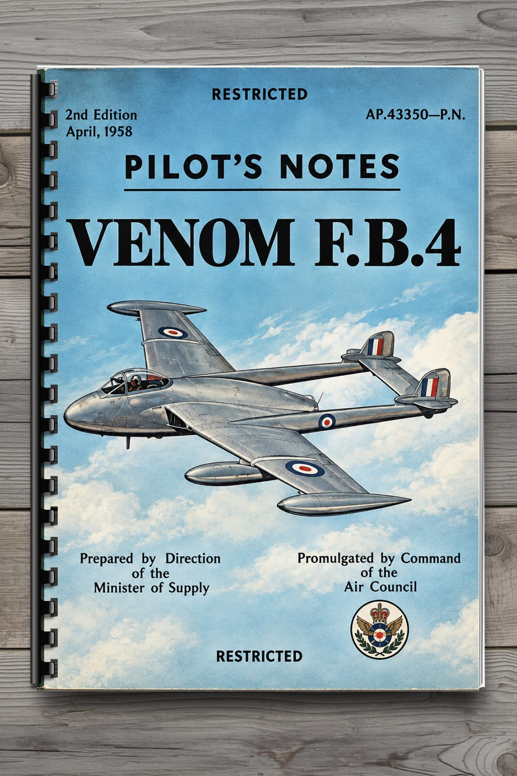 Vintage De Havilland Venom FB.4 Pilot's Notes Flight Manual 1958 53 Pages