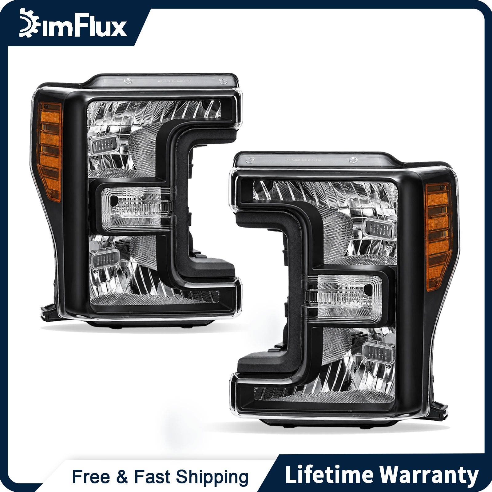 DimFlux Headlights for 2017-2019 Ford F250 F350 F450 F550 Super Duty