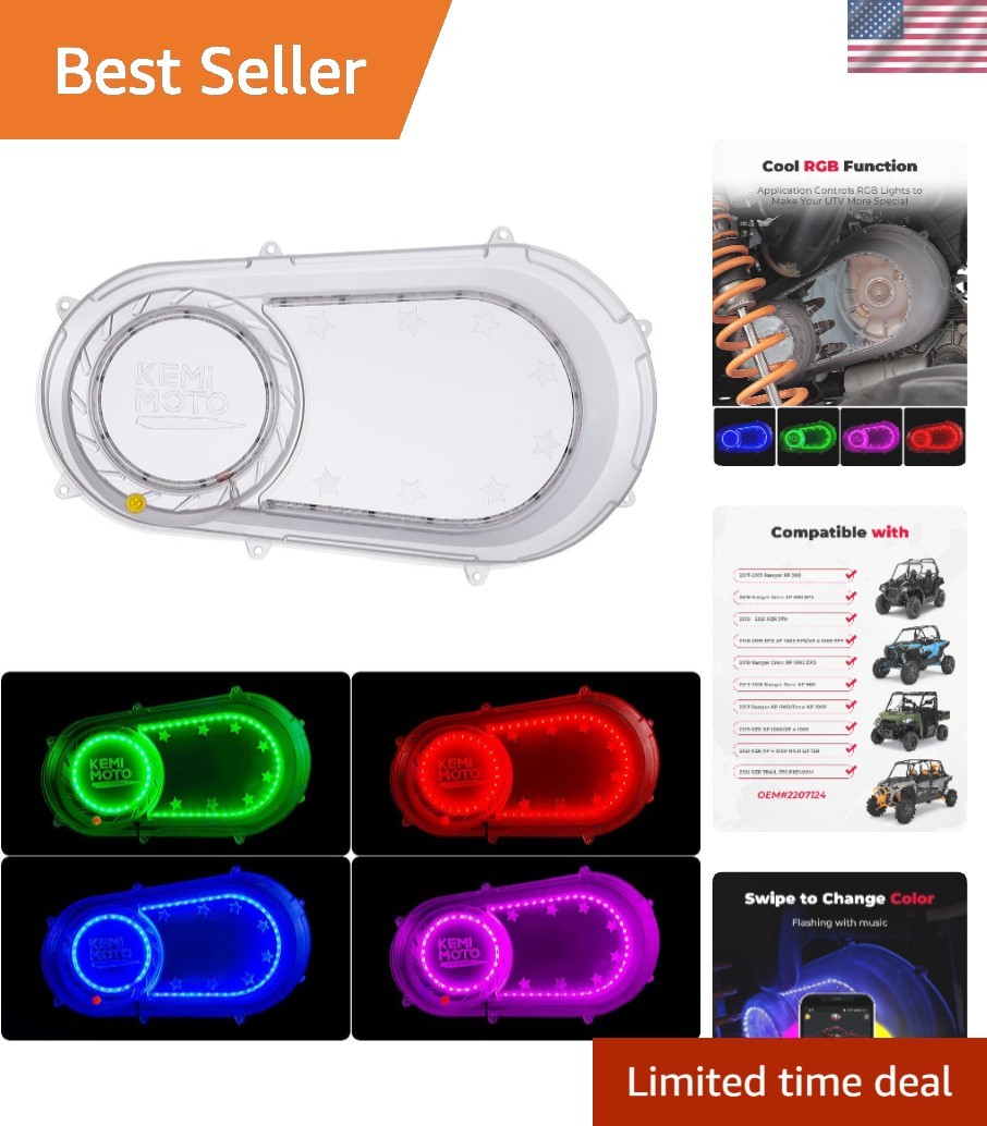 Clear CVT Clutch Cover with RGB Lights - Enhance Your UTV's Style and Protection