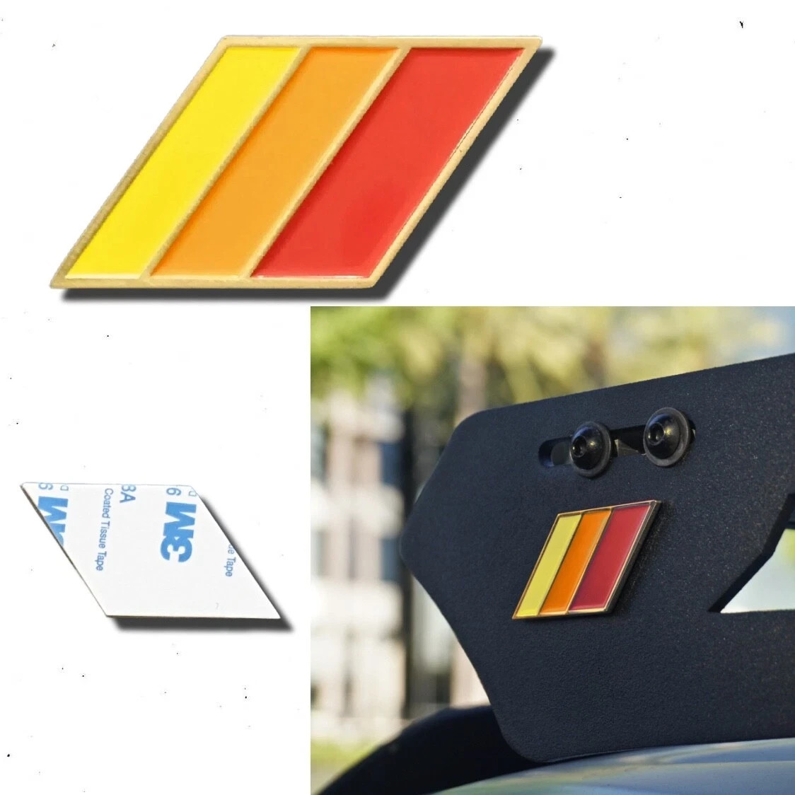 Tri-Color TRD-style Retro Stripes Badge Emblem, 3M Adhesive Tape