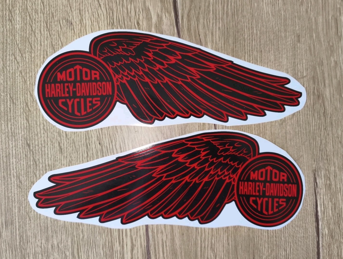 Harley Davidson black red wings set of 2 tank decal stickers 9.85x3,55