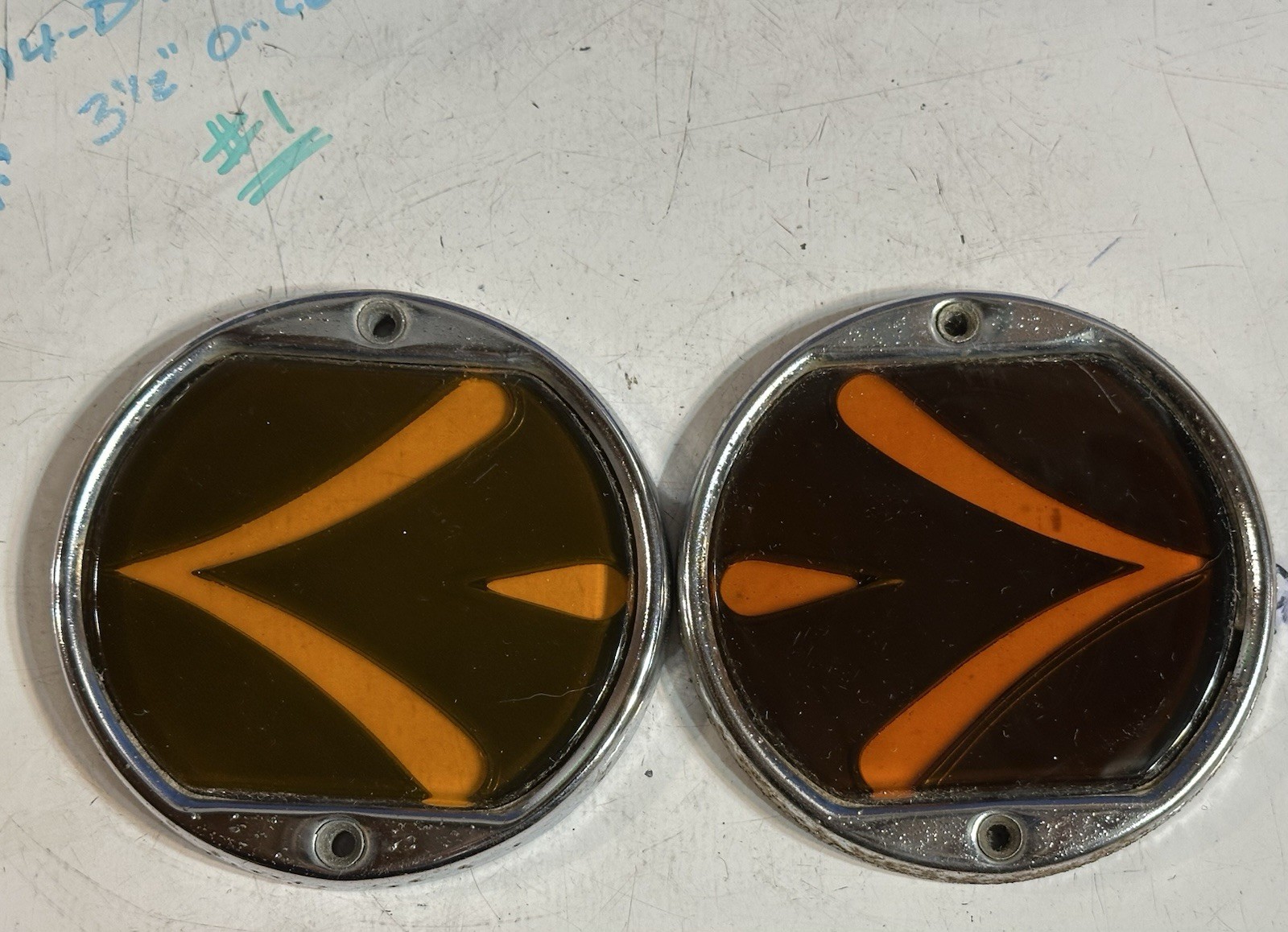 EARLY PAIR VinTaGe SPARTON TELEOPTIC Turn Signal LIGHT LENSES & BEZELS Car #1