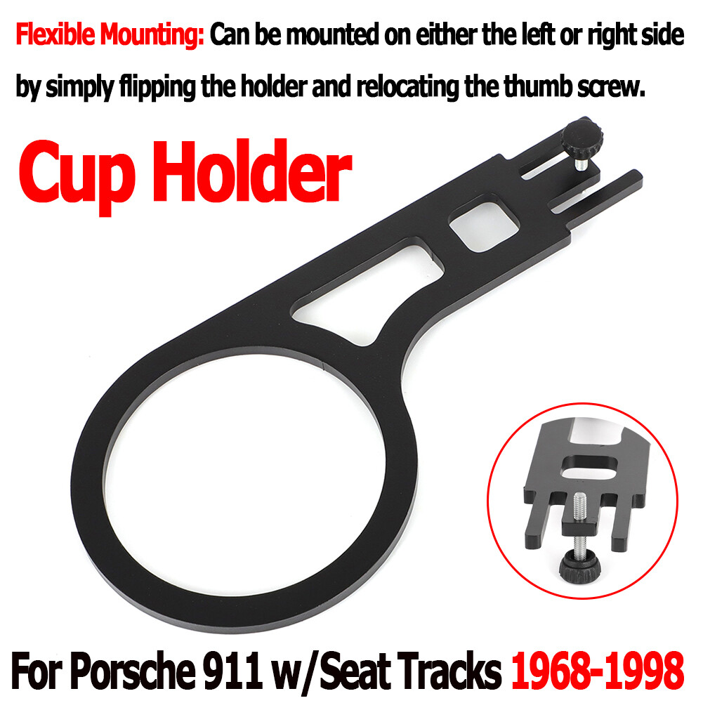 Cup Holder For Porsche 911 with Seat Tracks 1968-1998 Black Cupholder 1969 1990