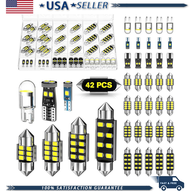 42 PCS LED Interior Car Lights Kit, Super Bright Dome Map and Door Bulbs, 194 De