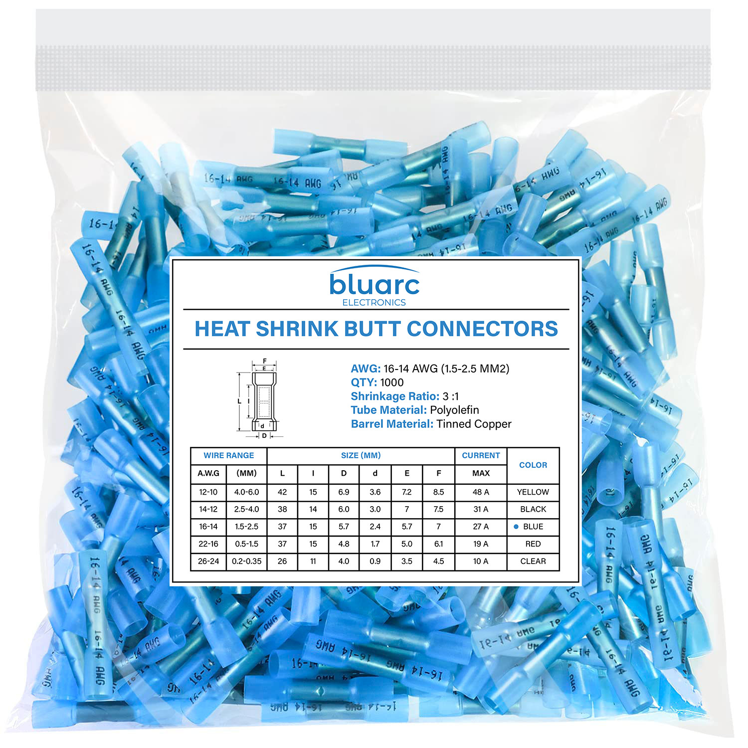 Perma-Seal BUTT Connector, 16-14 Ga. (1000 Pack) - (Replacement for 19164-0044)