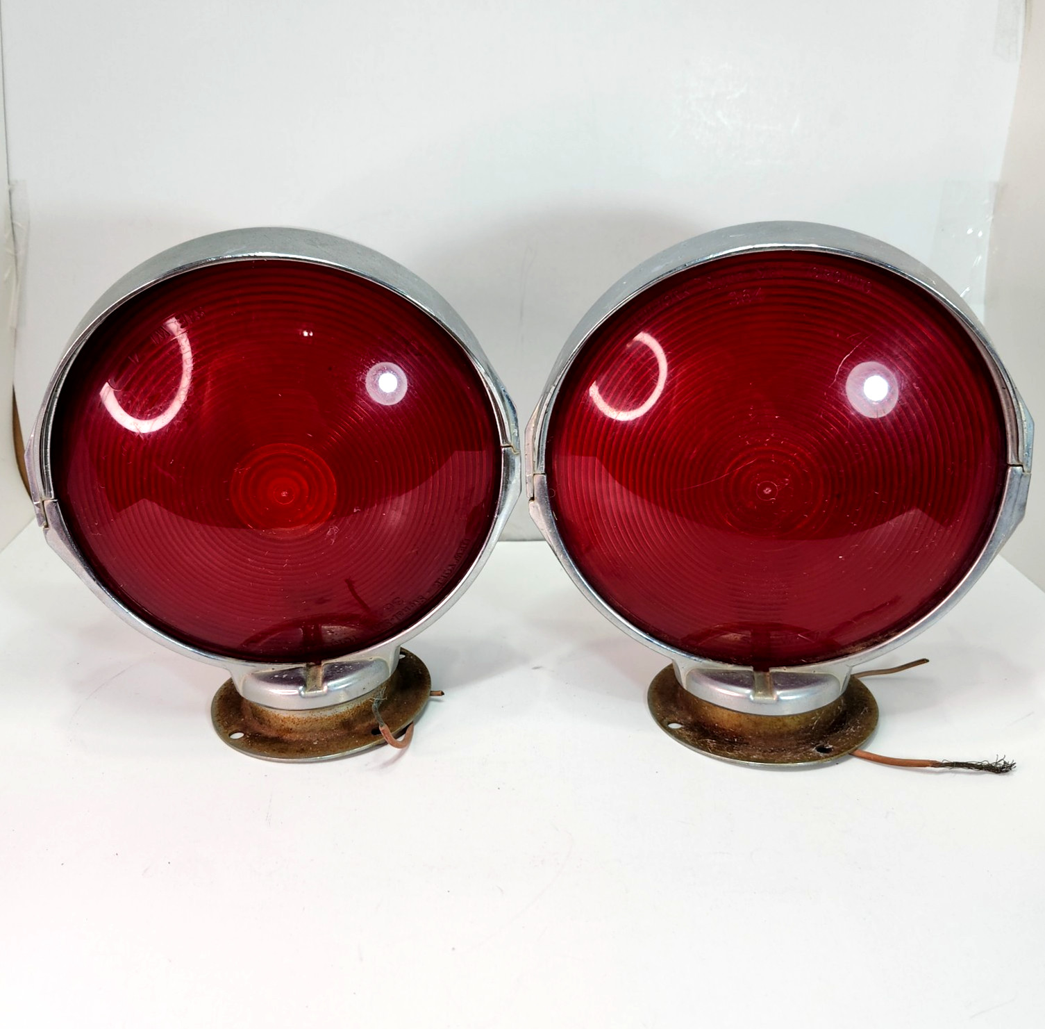 Vintage Red Lollipop Lights Pair: New York Signal Stat 364 Toronto - Heavy Duty