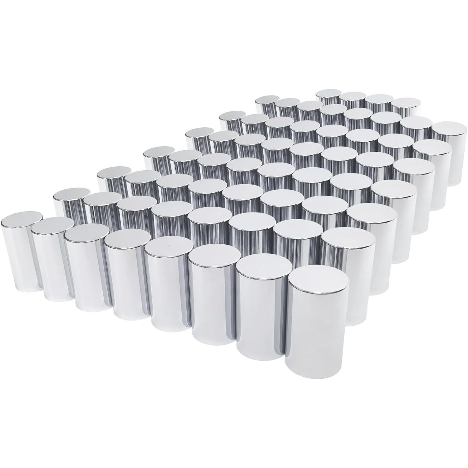 33mm x 4in Chrome Plastic Cylinder Lug Nut Covers Thread on for Semi Truck 60PCS