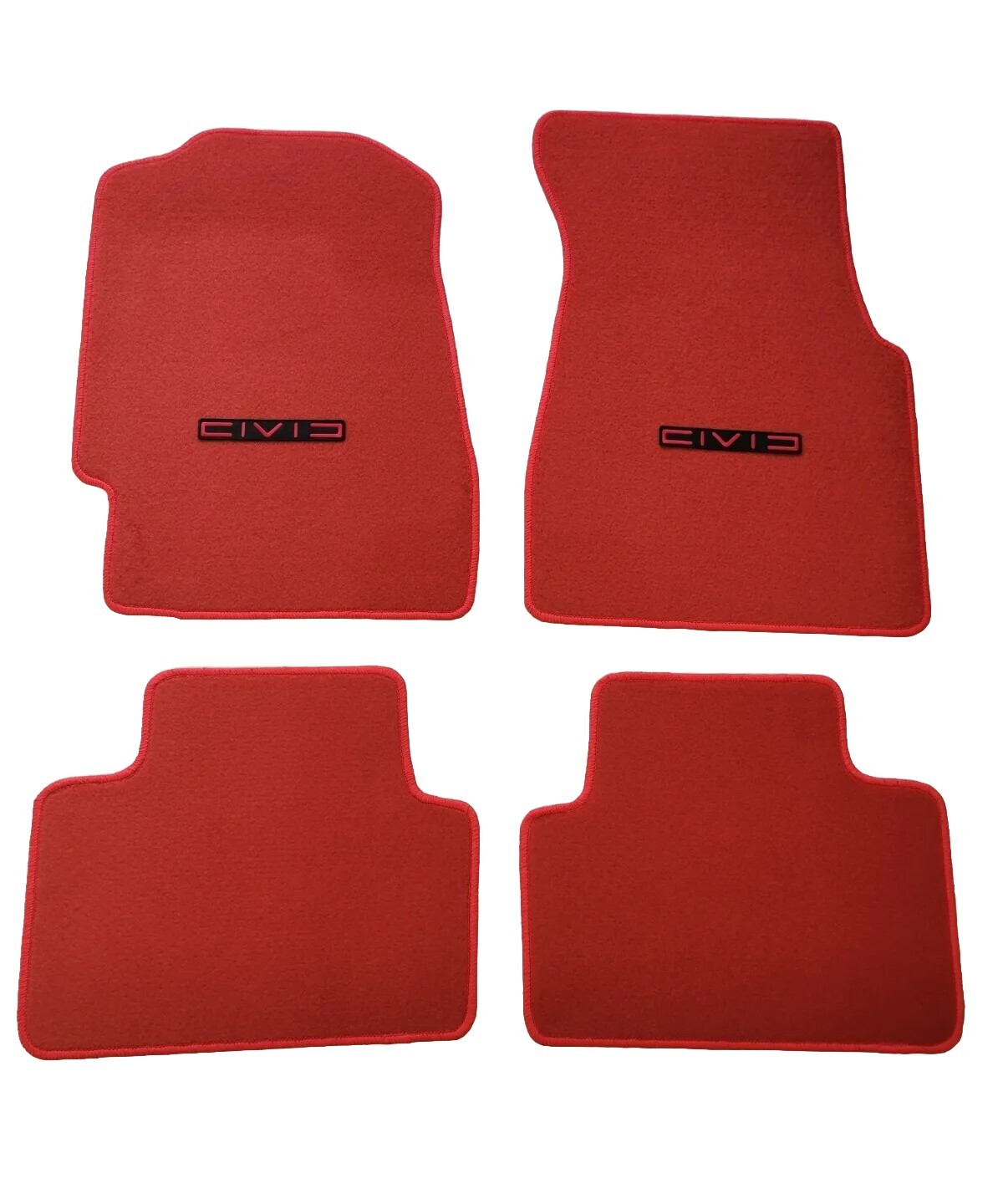 Fit 92-95 Honda Civic 2/3/4 Dr RED Floor Mats Carpet W��Emblem