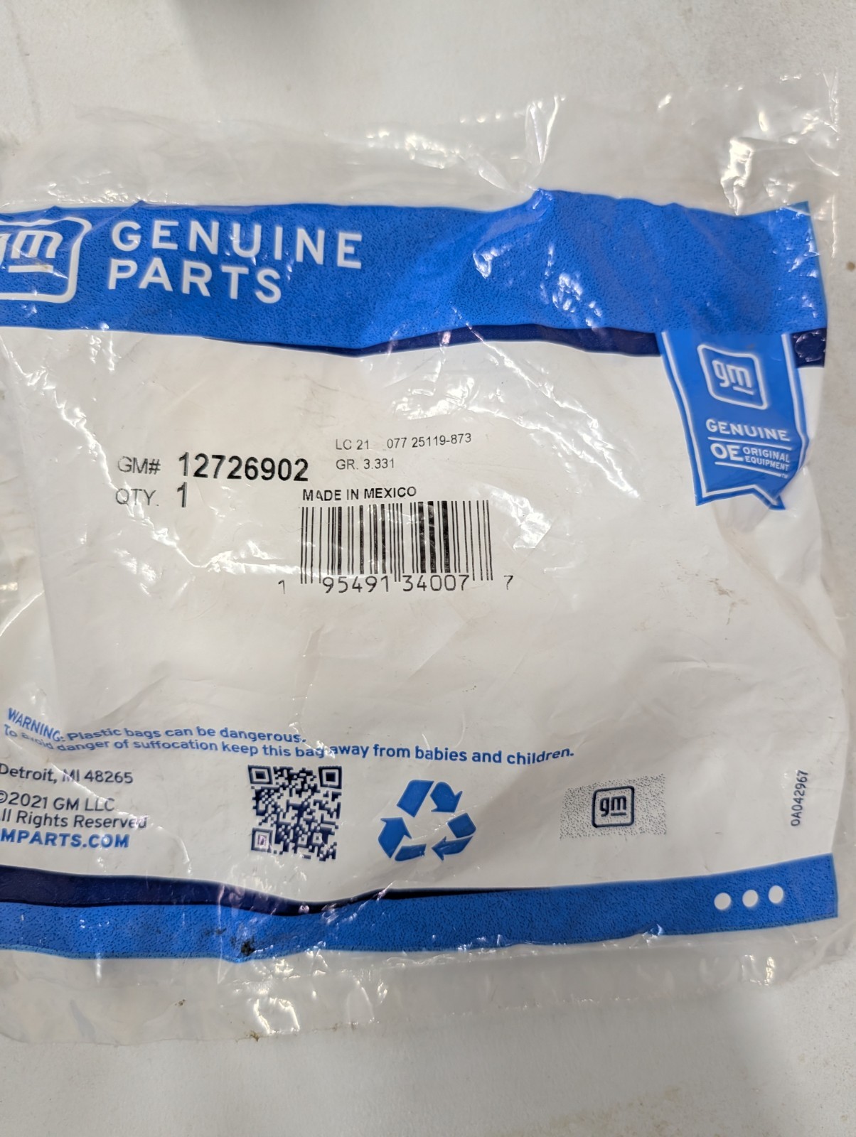 Genuine GM Injector Seal Kit 12726902 Genuine GM Injector Seal Kit 12726902
