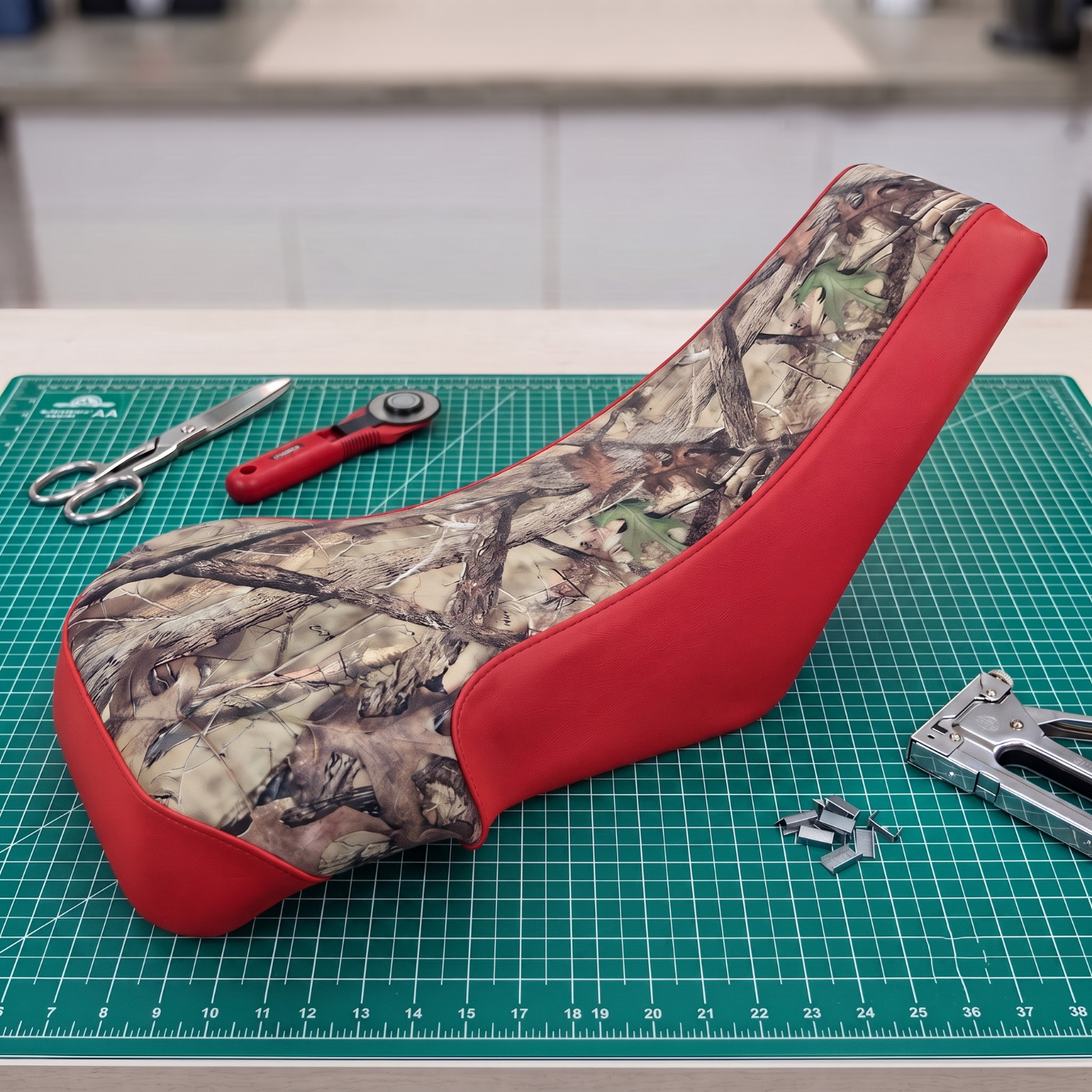Suzuki LT250R Quadracer Seat Cover 1987 To 1992 Red Camo Vinyl Seat Cover