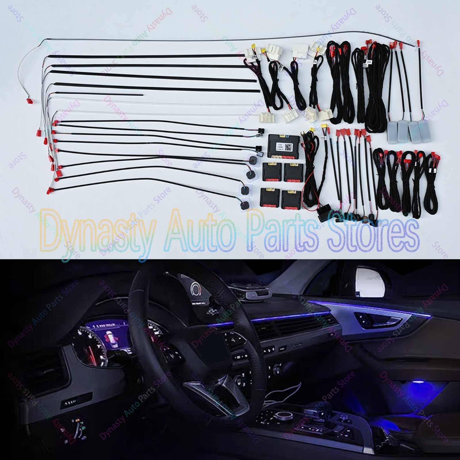 256 colors LED Ambient Light Car Decorative Atmosphere Lamp Set For Audi Q7