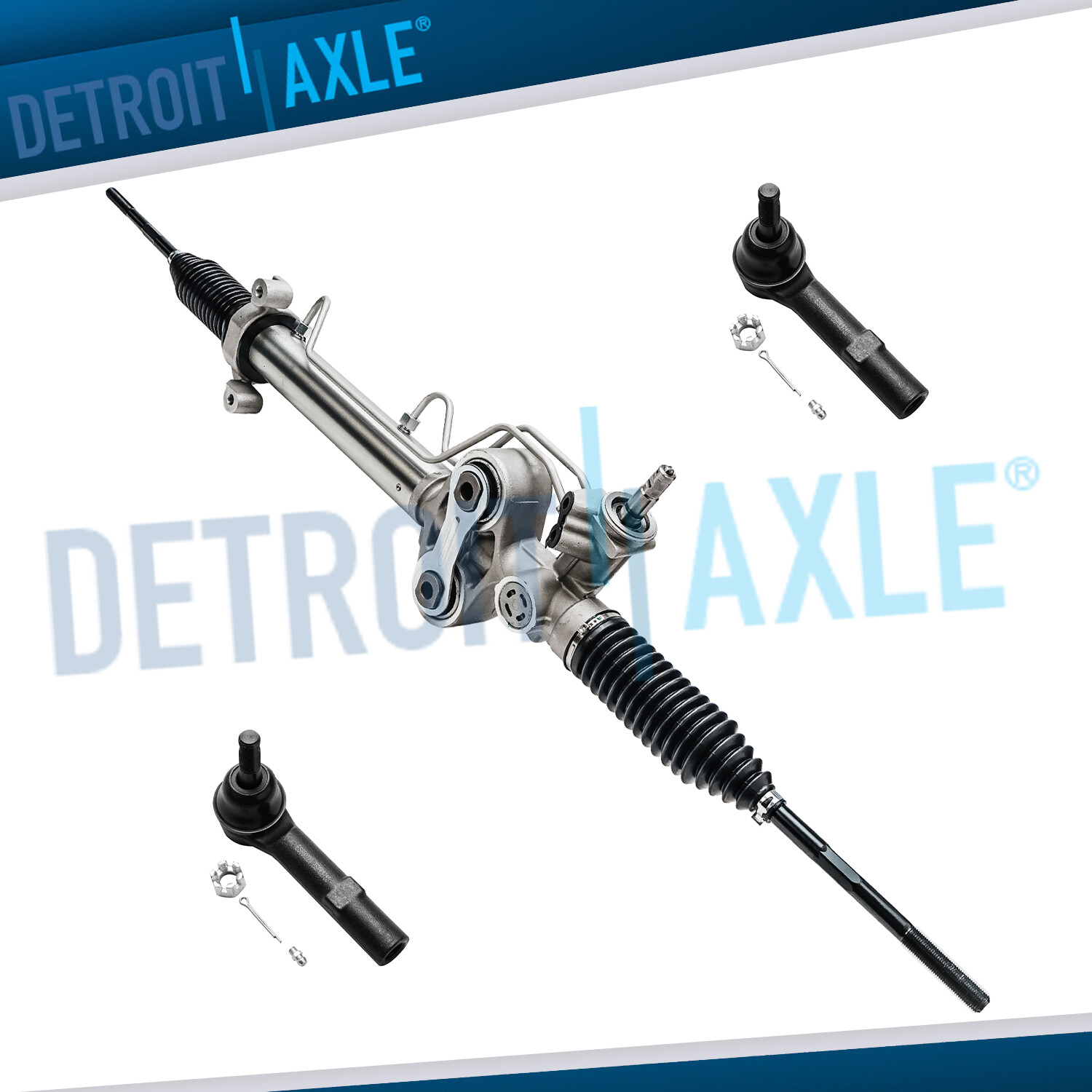 Complete Power Steering Rack and Pinion Tie Rod for Chevy Silverado Sierra 1500