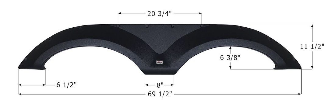 ICON Vehicle Dynamics Fender Skirt Tandem Axle ABS Plastic Single Black 14183