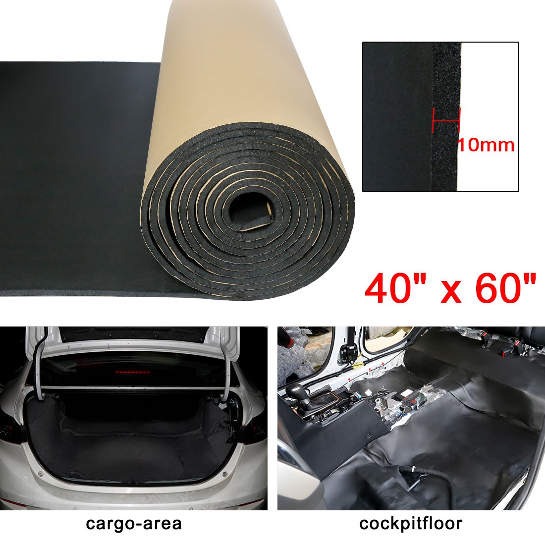 394mil 10mm 16.36sqft Auto Hood Floor Heat Deadening Sound Deadener Mats 60\ 394mil 10mm 16.36sqft Auto Hood Floor Heat Deadening Sound Deadener Mats 60\
