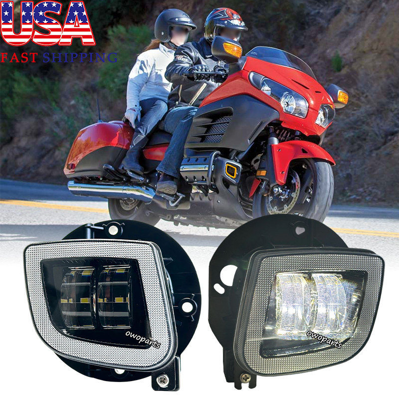 Pair LED Fog Light For Honda Goldwing GL1800 Valkyrie/ F6B 13-17 Driving Lights