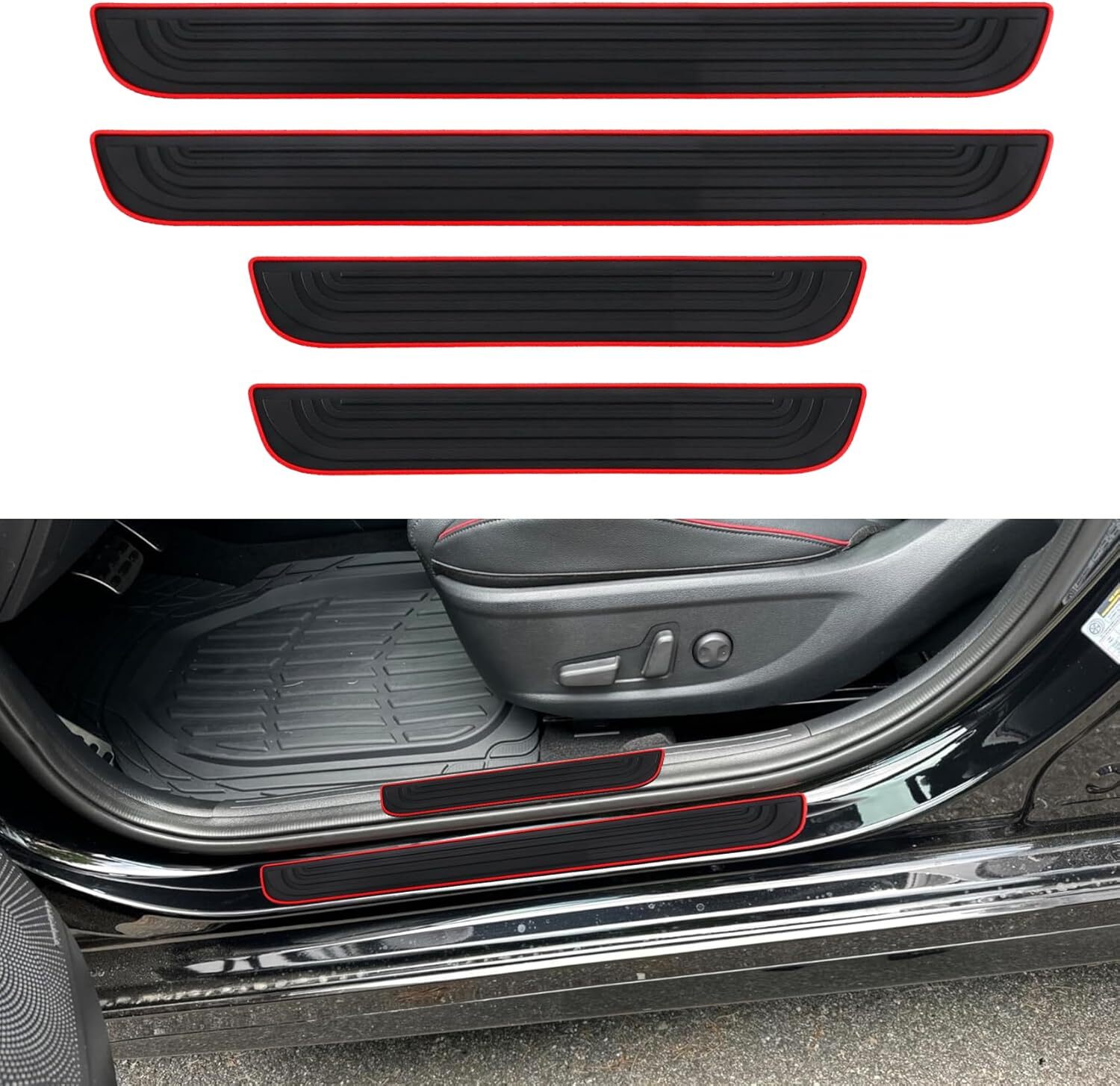 4pc Rubber For Volkswagen Car Door Scuff Sill Covers Step Protector Accessories
