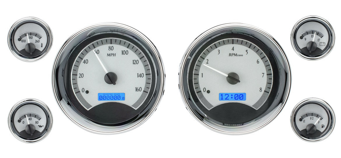 Dakota Digital Universal 6 Round Bezel Analog Gauge Instrument System VHX-1024