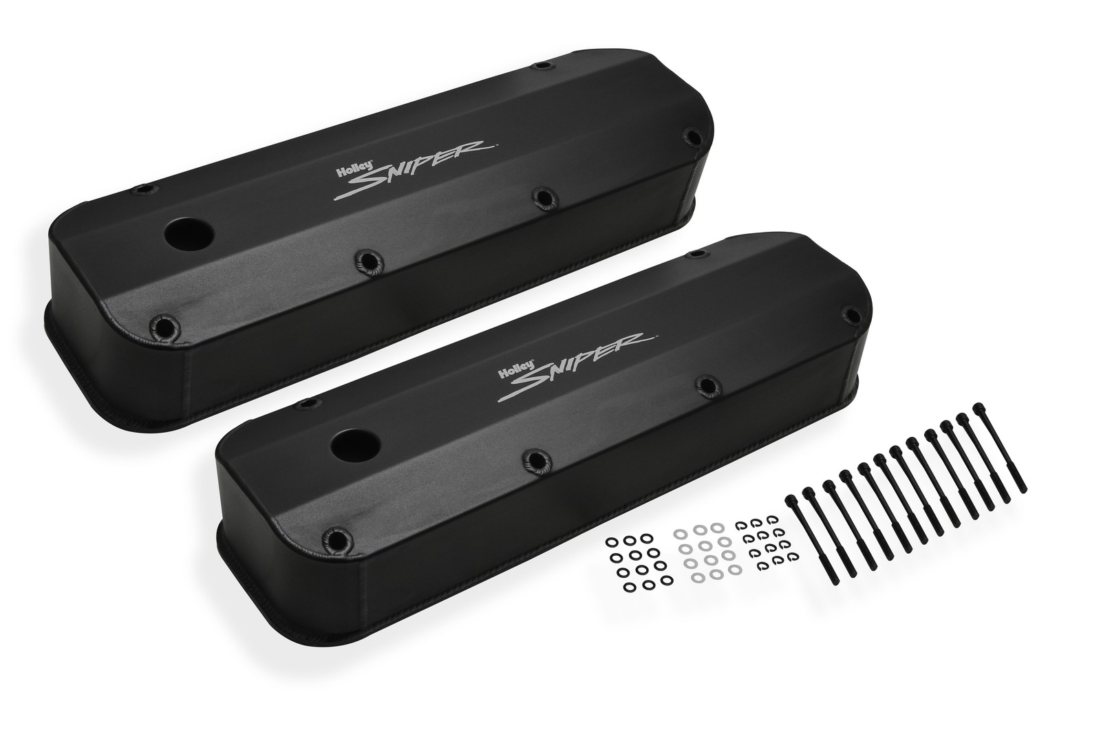 Holley Sniper 890007B Fabricated Aluminum Valve Covers - Black Finish