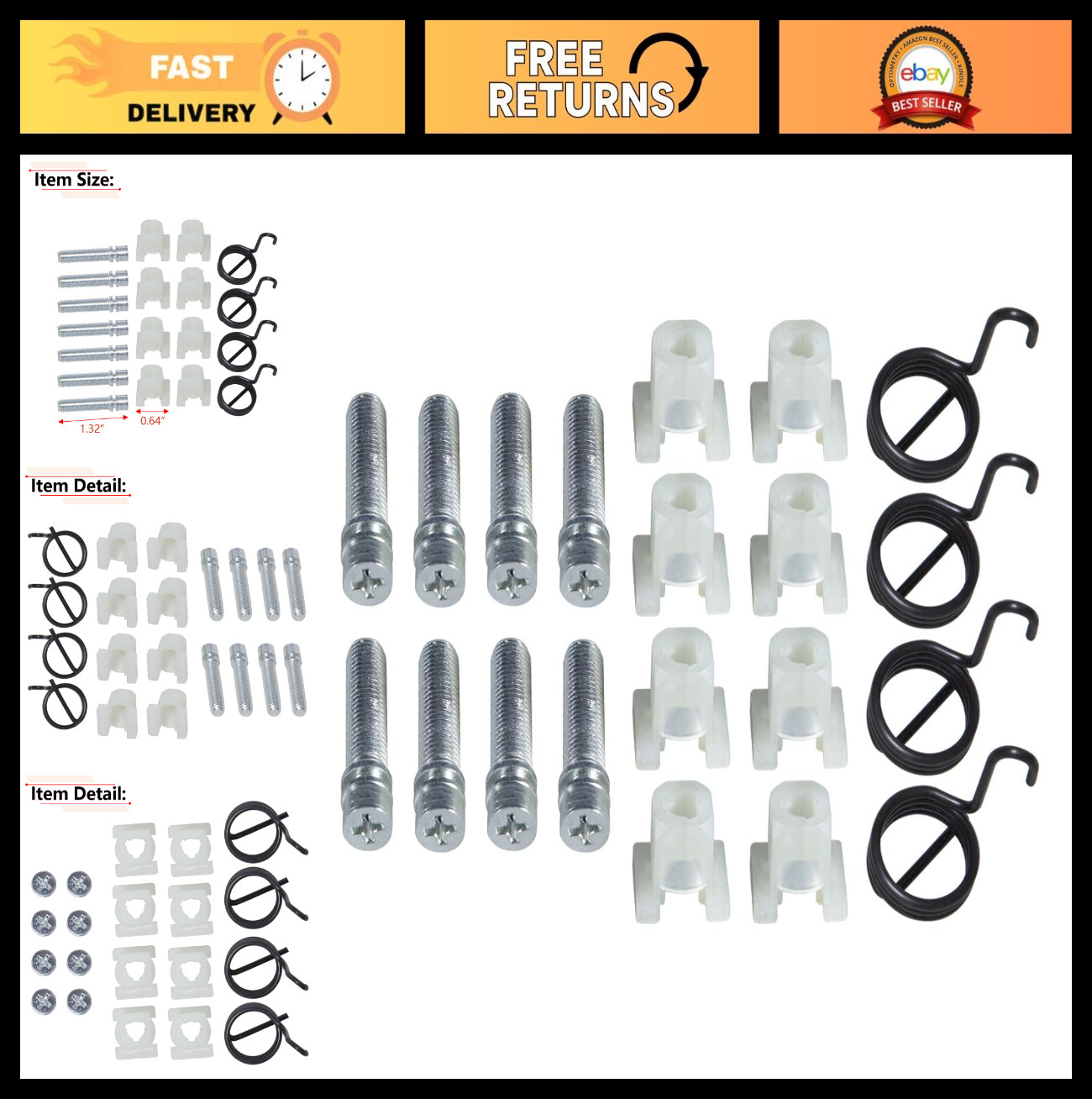 Headlight Adjuster Kit Screws & Springs for Chevy II Nova 1962-67, Truck 62-68, Headlight Adjuster Kit Screws & Springs for Chevy II Nova 1962-67, Truck 62-68,