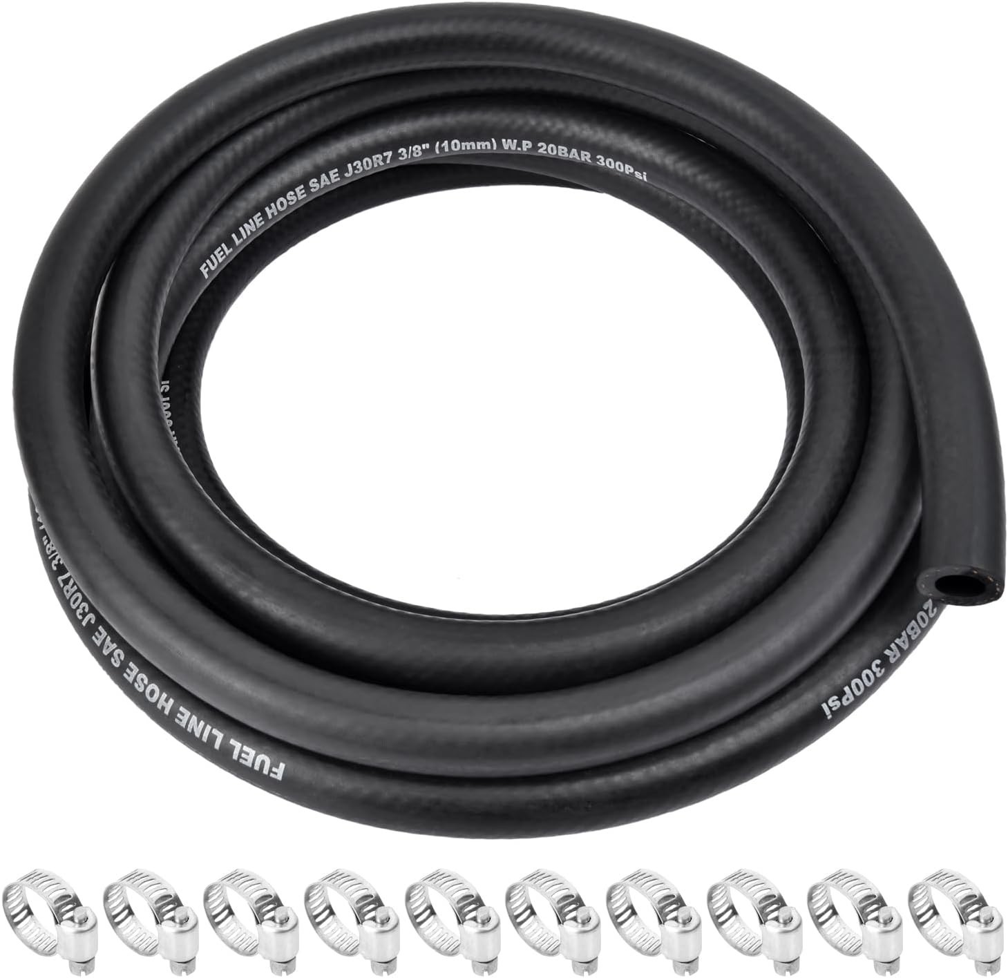 5/16 Inch ID Fuel Line Hose - 10FT Marine Grade Fuel Line with 10PCS Hose Clamps 5/16 Inch ID Fuel Line Hose - 10FT Marine Grade Fuel Line with 10PCS Hose Clamps