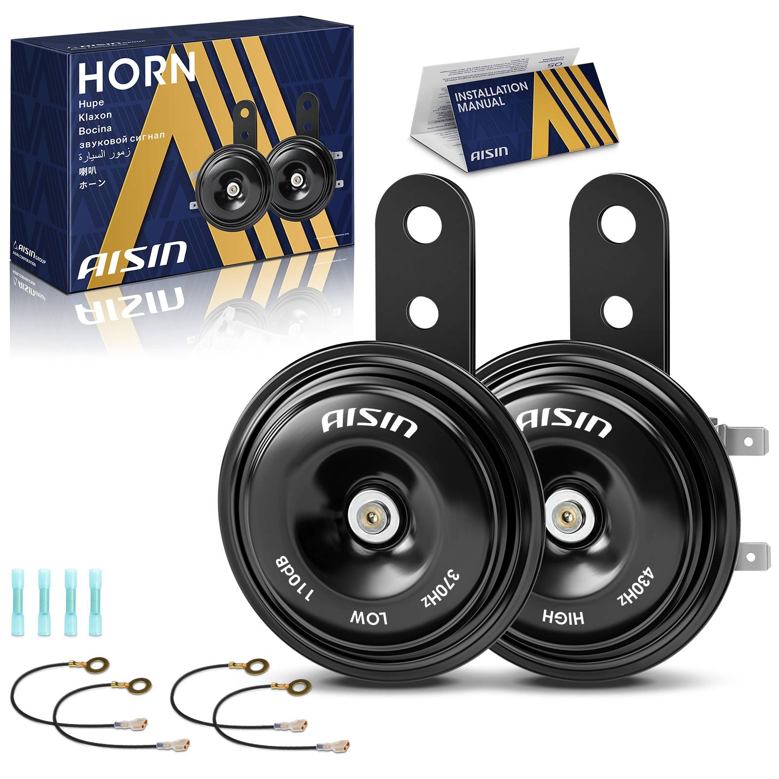 AISIN Qty(2) Disc Horns for Universal Car Trucks Scooter Motorcycles  110dB 12V