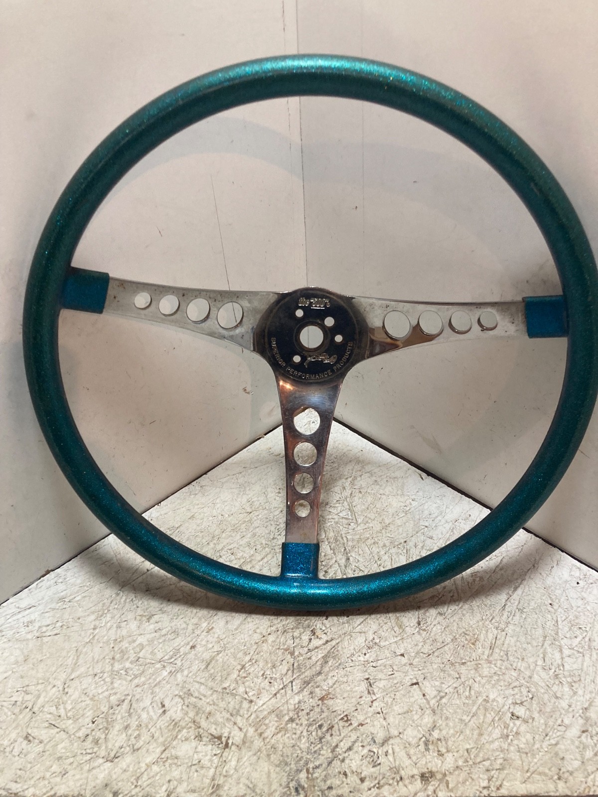 Superior Vintage 14”The 500 Green Metal Metallic Flake Steering Wheel Superior Vintage 14”The 500 Green Metal Metallic Flake Steering Wheel