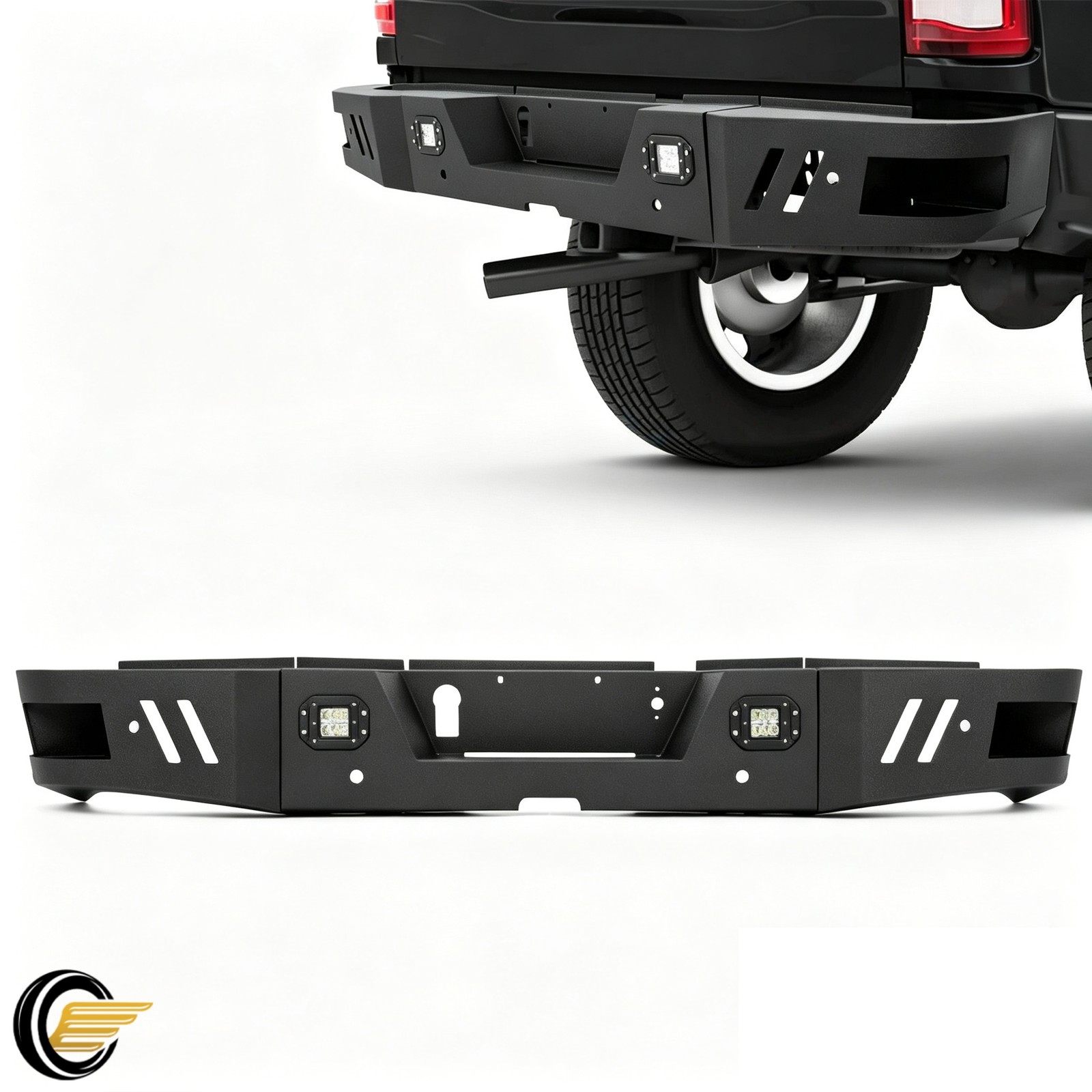 3PCS Powder-Coated Rear Bumper For Ram 2500 3500 2010-2024 w/ LED lights 3PCS Powder-Coated Rear Bumper For Ram 2500 3500 2010-2024 w/ LED lights
