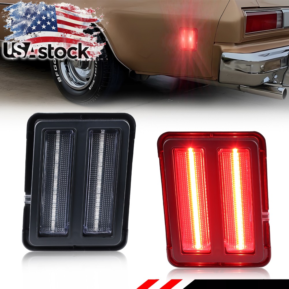 2X Clear Red LED Rear Side Marker Lights For 1973-1977 Sprint El Camino Malibu