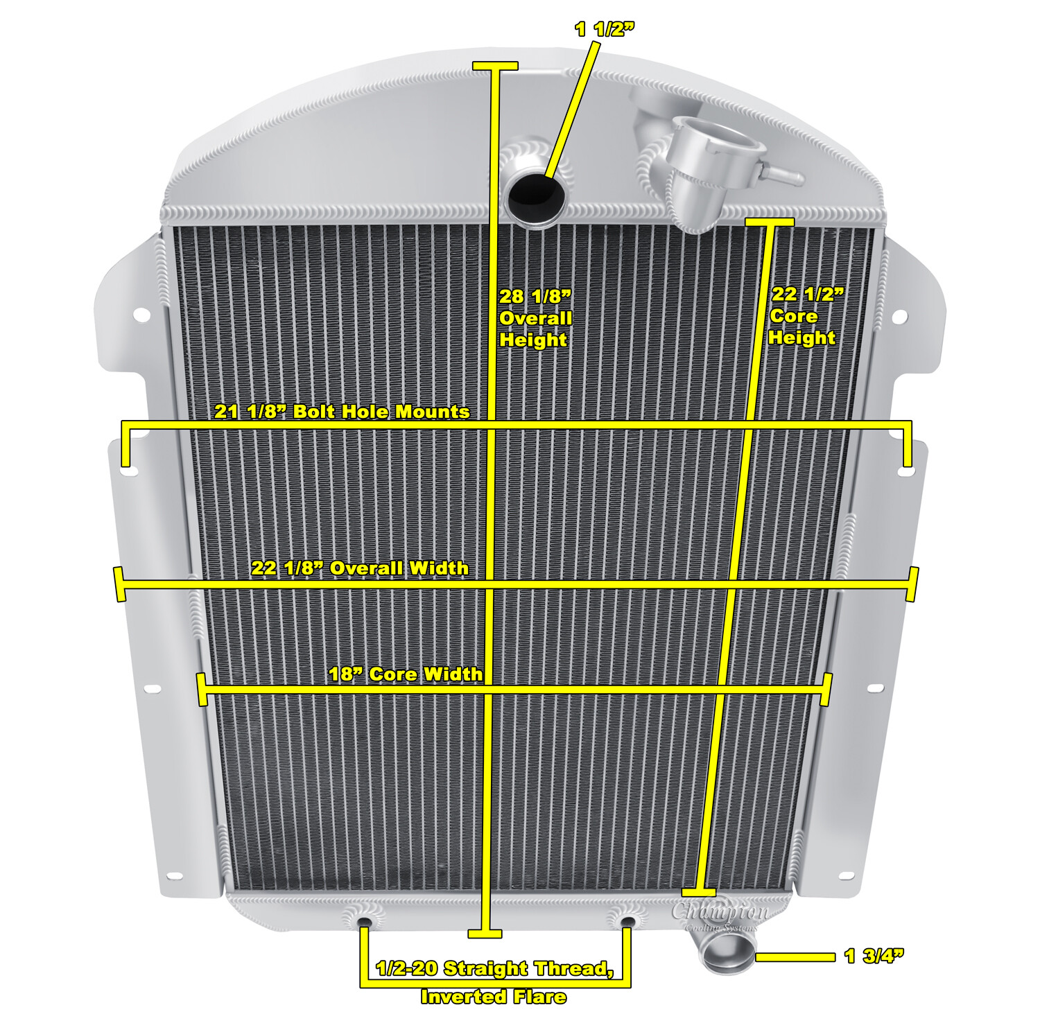 3 Row Kool Champion Radiator for 1939 Chevrolet JC V8 Conversion #CC3940CH