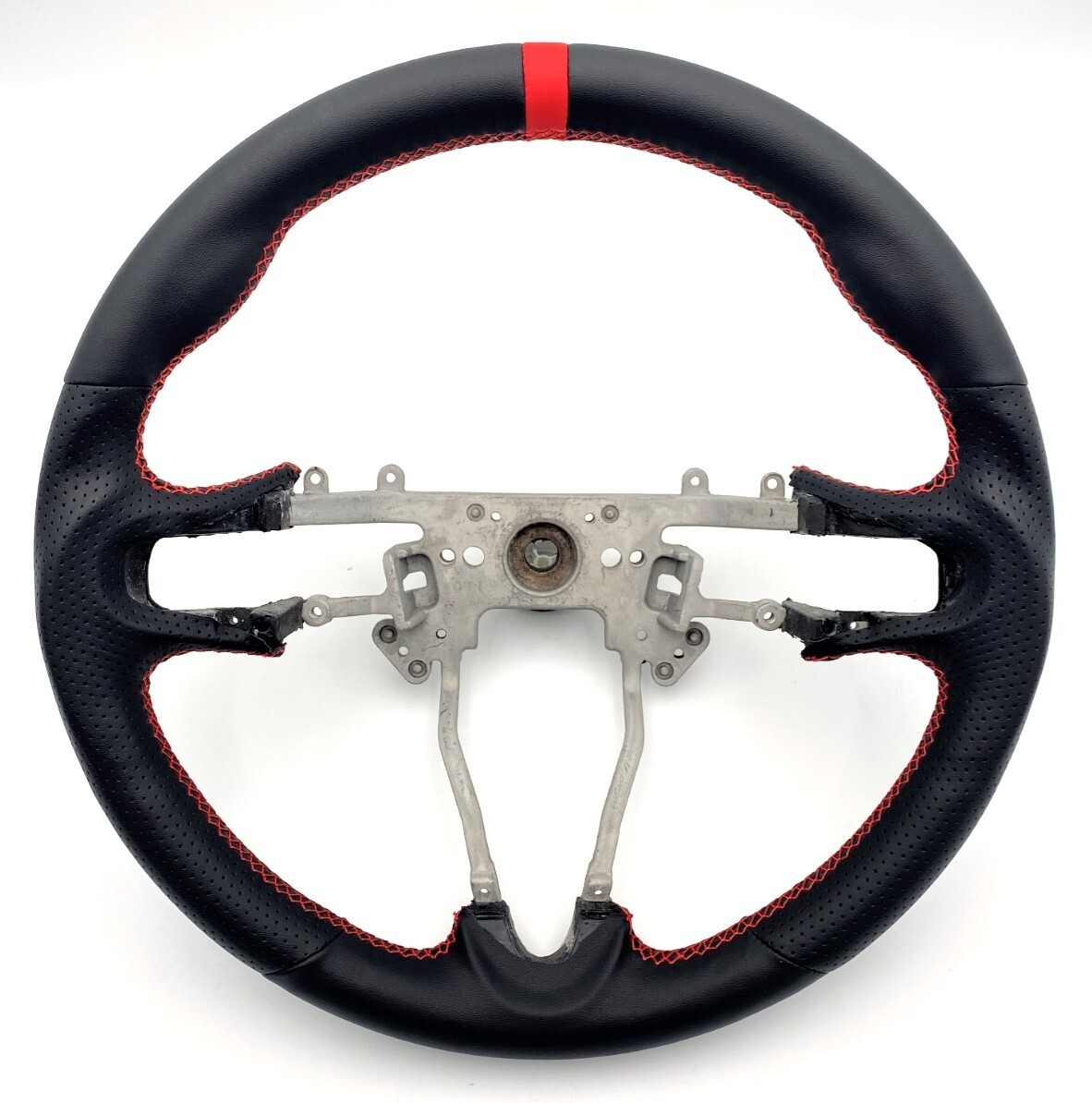 REVESOL Black Sports Steering Wheel Red Strip for 2009-2014 Honda Fit GE/Insight