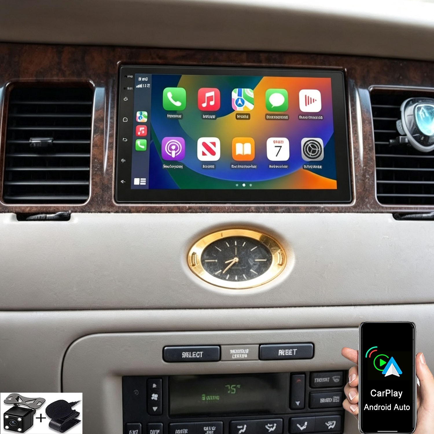 For 1998-2002 Lincoln Town Car Carplay Stereo Radio Android 15 Player GPS WiFi