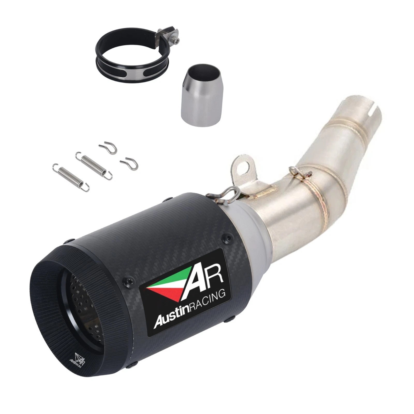 For Yamaha YZF R6 2006-2025 Slip On Carbon Exhaust System Mid Pipe Muffler 60mm