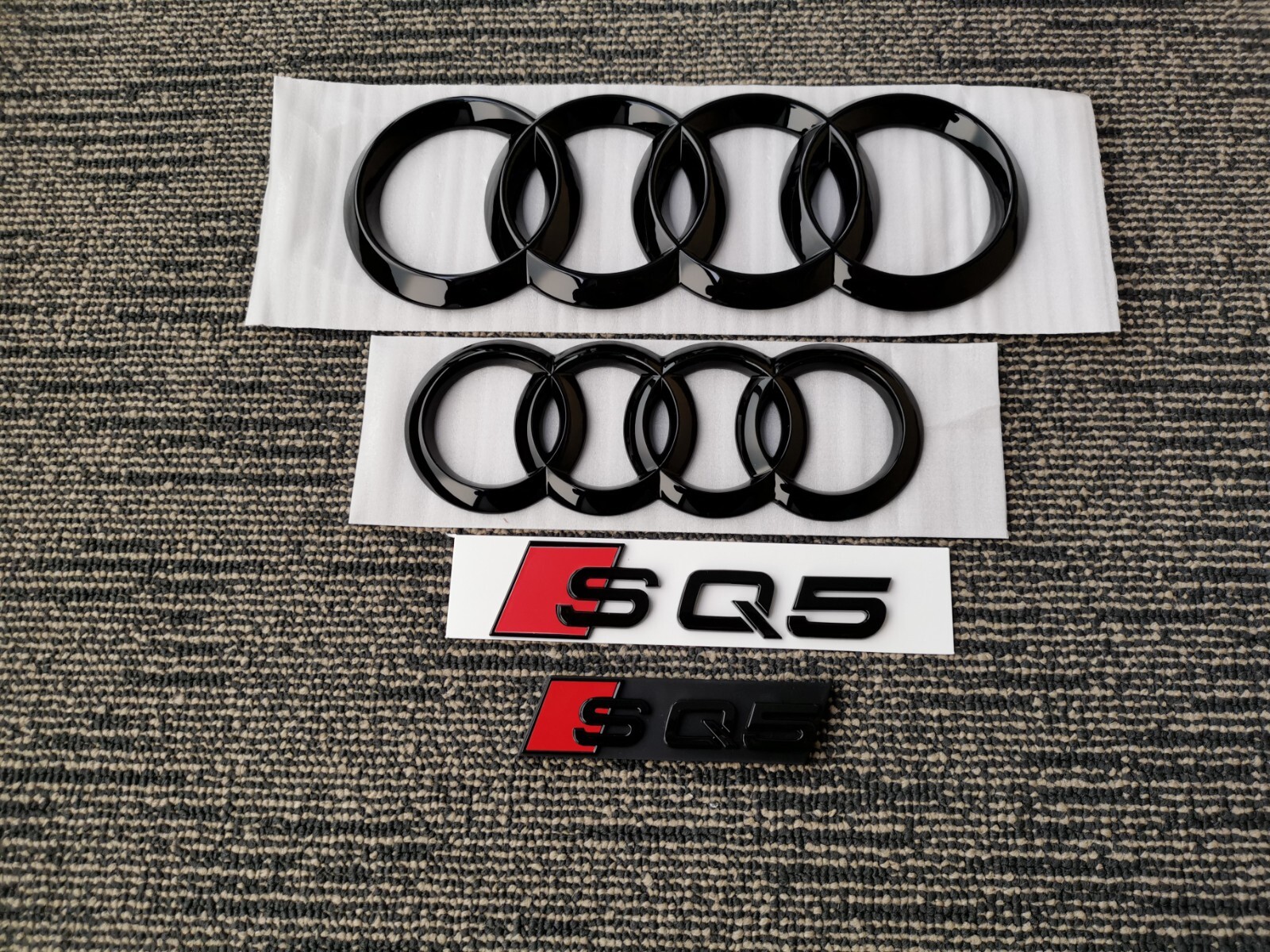 NEW AUDI Gloss Black OE Set Front Mesh Rear Trunk Badge Audi SQ5 Sportback 18-20