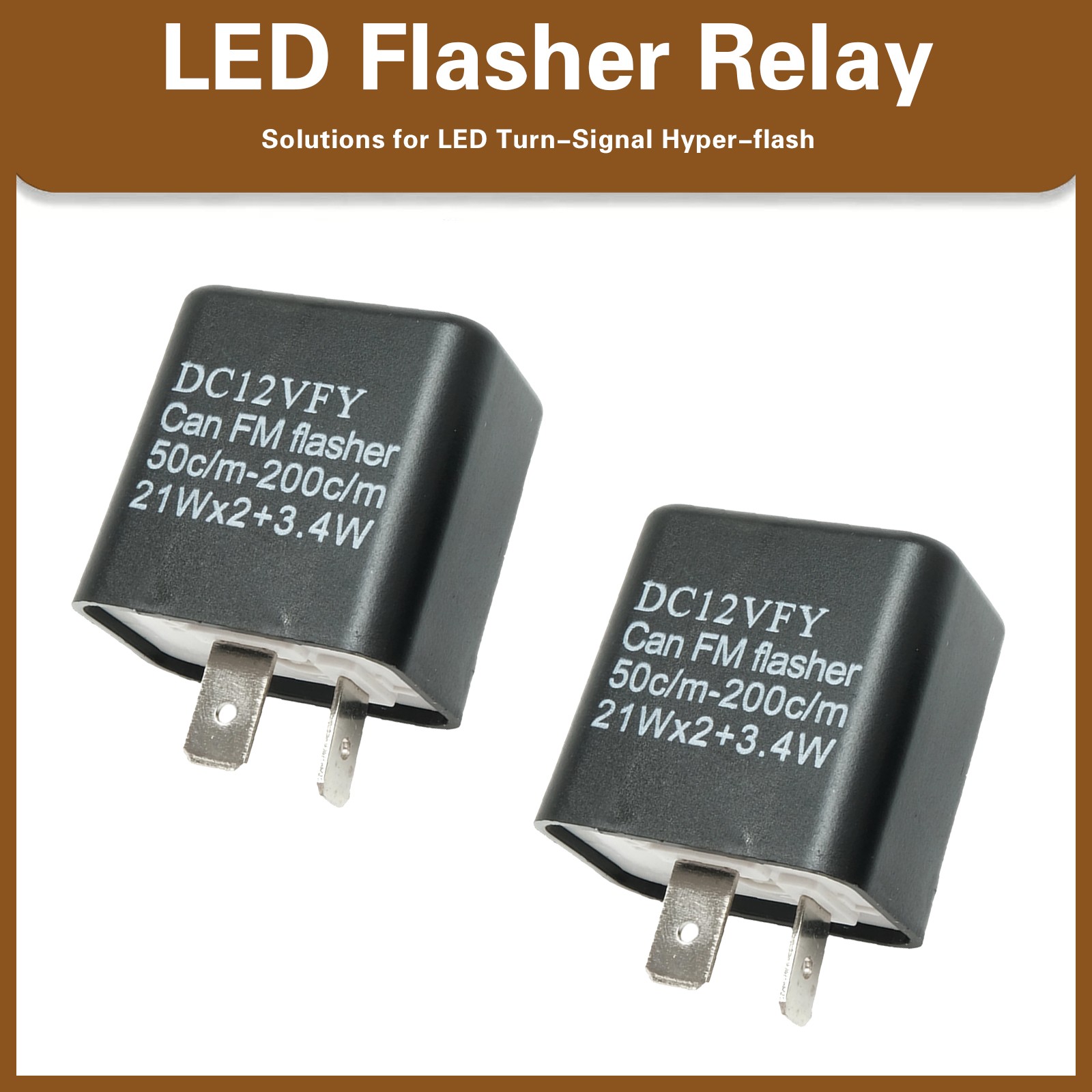 2X 2Pin Electronic LED Flasher Relay Fix For Turn Signal Light Fast Hyper Flash