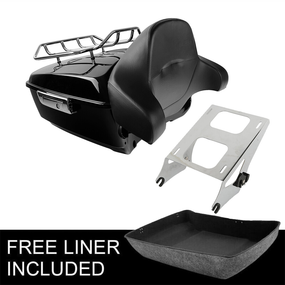 13.7'' King Trunk Backrest Pad Luggage Rack Mount Fit For Harley Touring 2014-Up