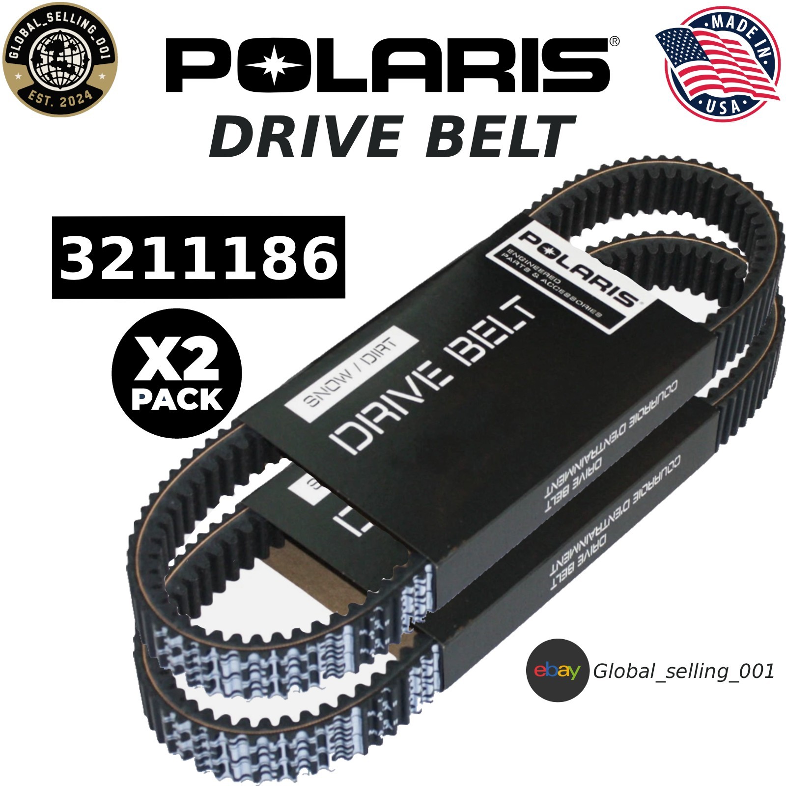 Polaris 3211186 Drive Belt Secondary Clutch 4 RZR 1000 XP Genuine OEM (2 Pack)