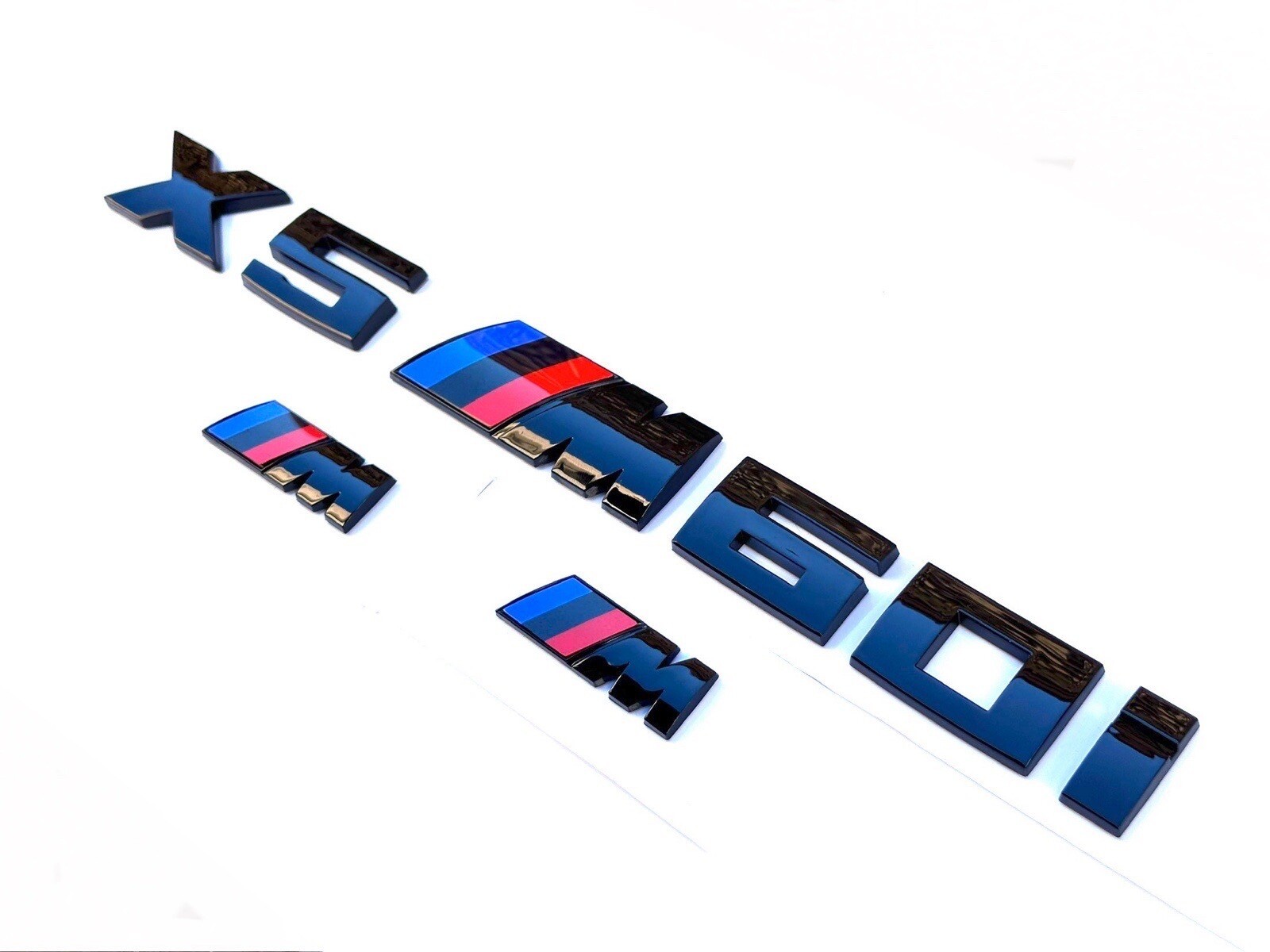 NEW (4X) Gloss Black Style fit for BMW X5+M60i+2 Fender Emblems M Emblem