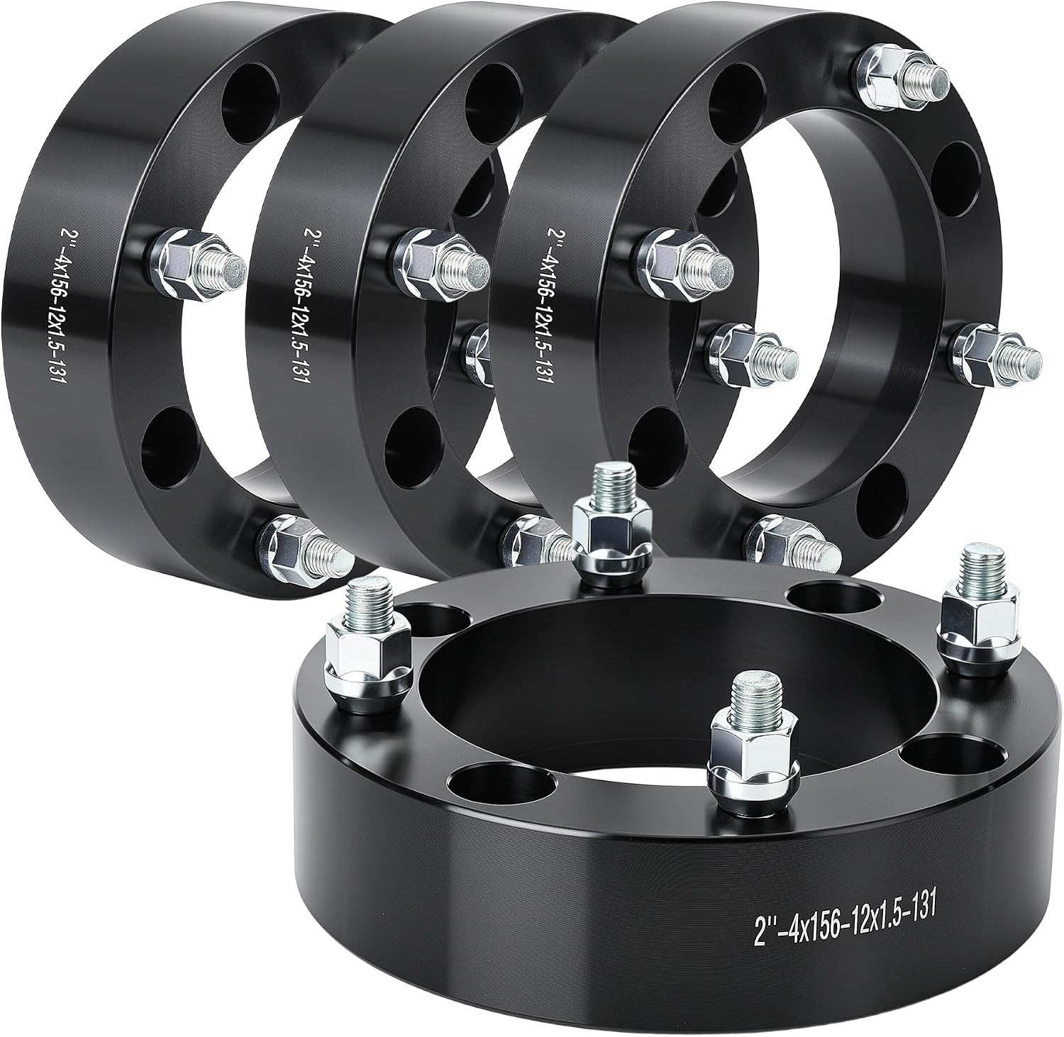 4 Pack Wheel Spacers Wheel Kit 4x156 50mm 12x1.5 Black Orion Motor Tech ATV RZR