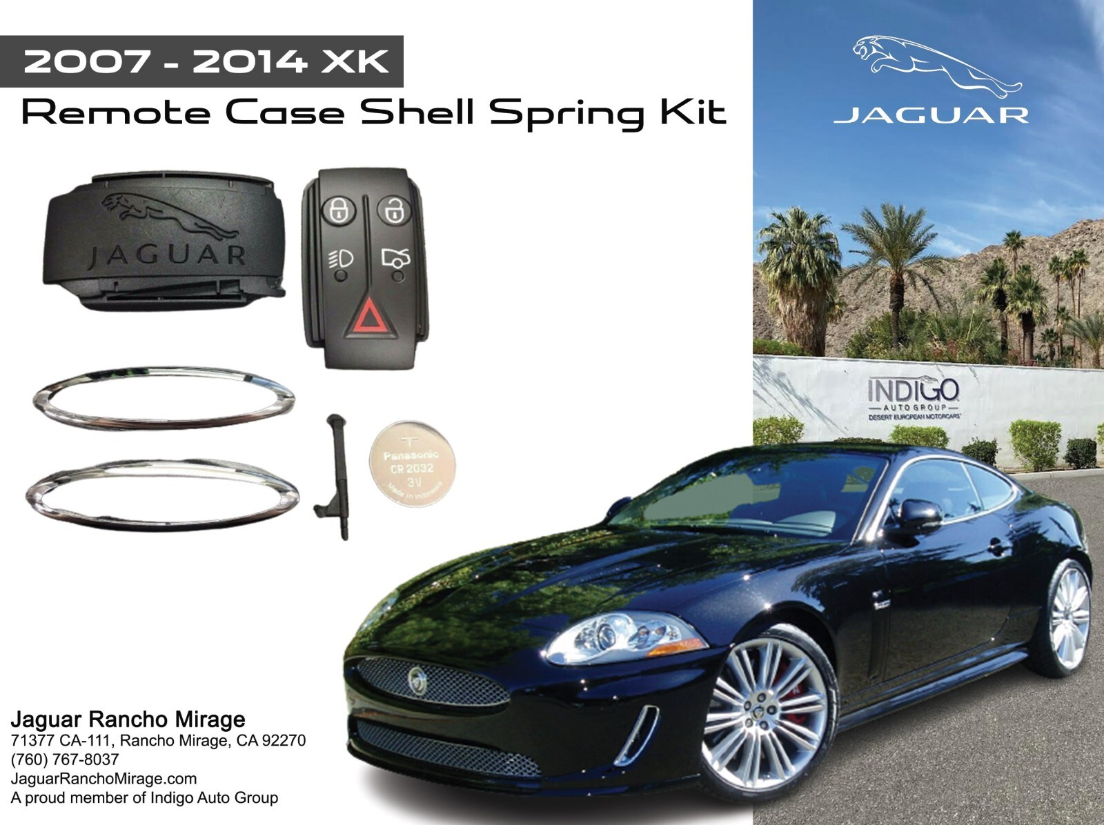 2007-2014 JAGUAR OEM Smart Key Remote Case Shell Spring Rebuild Refresh Kit OEM