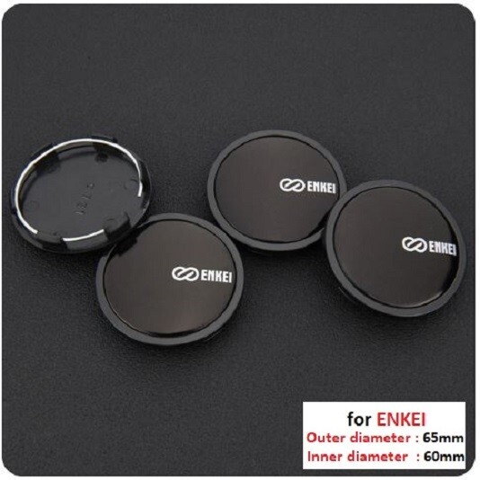 4 pcs 65 mm Black  Silver Emblem Alloy Wheel Center Caps Rim Hub Caps for Enkei