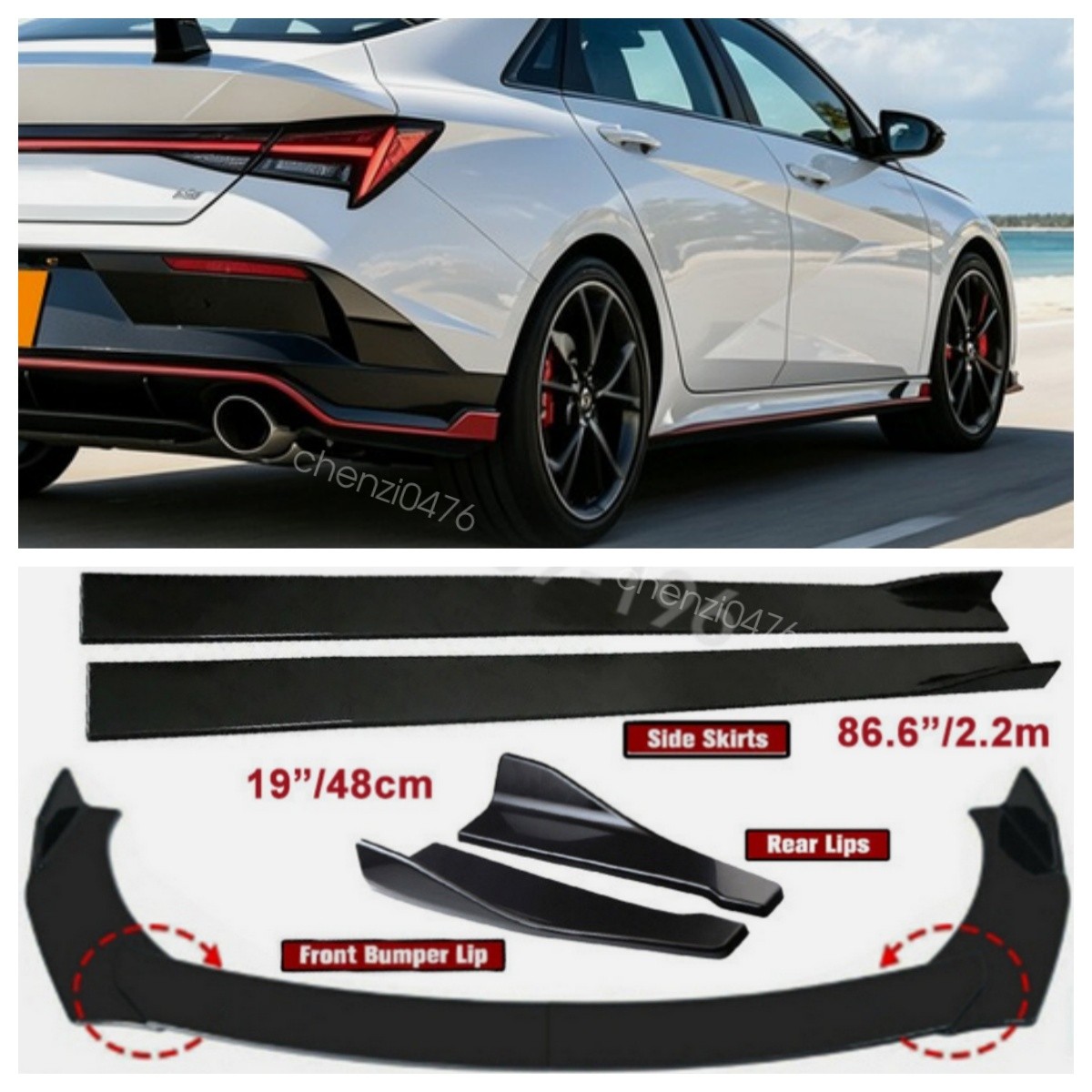 Front Bumper Lip Spoiler /Side Skirt /Rear Diffuser For 21-2026 Hyundai Elantra