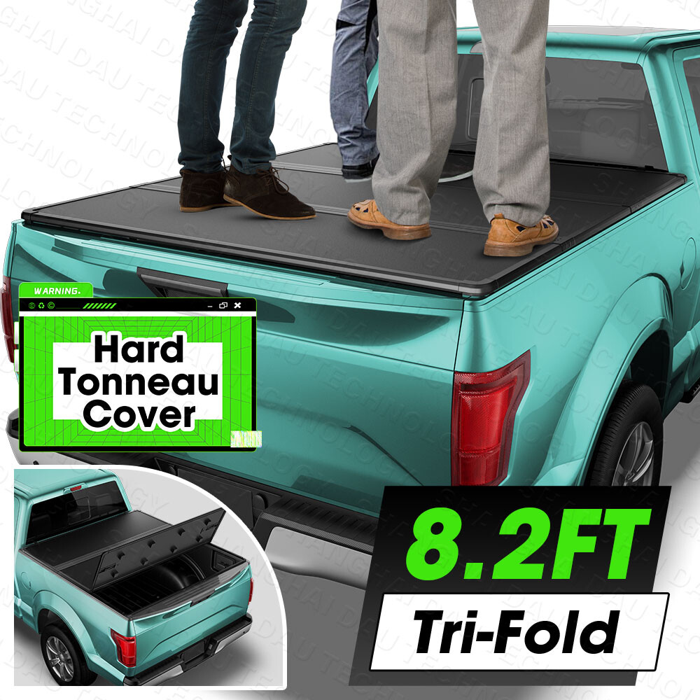 8.2FT FRP Hard Tonneau Cover Tri-Fold For 1999-2026 Ford F250 F350 Truck Bed