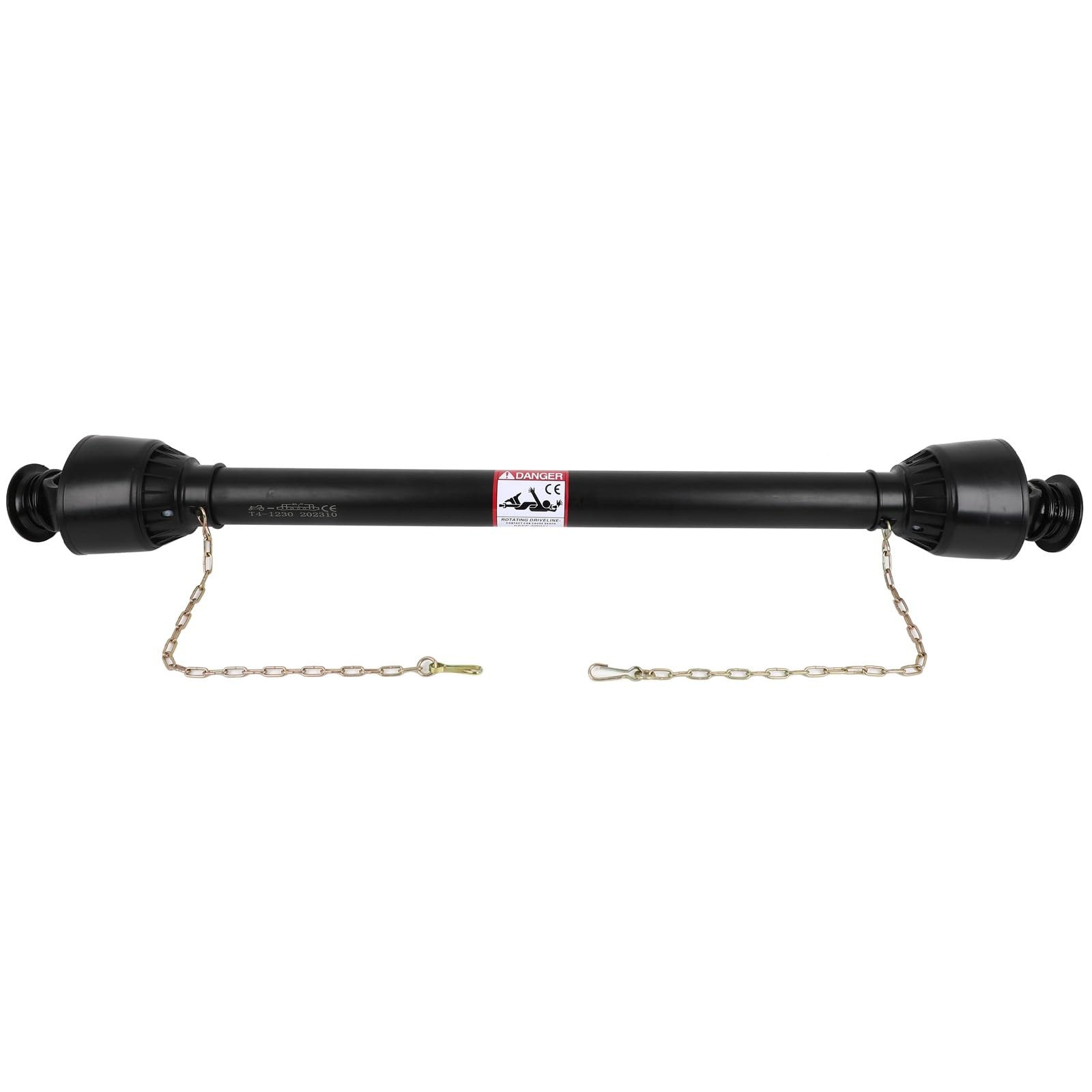 48-80.5 PTO Shaft 1-3/8 6 Spline Both Ends Series 4 Tractor No Slip Clutch Black