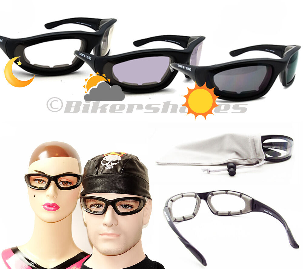 Transition Photochromic Motorcycle Sunglasses Foam Goggle Day Night Glasses