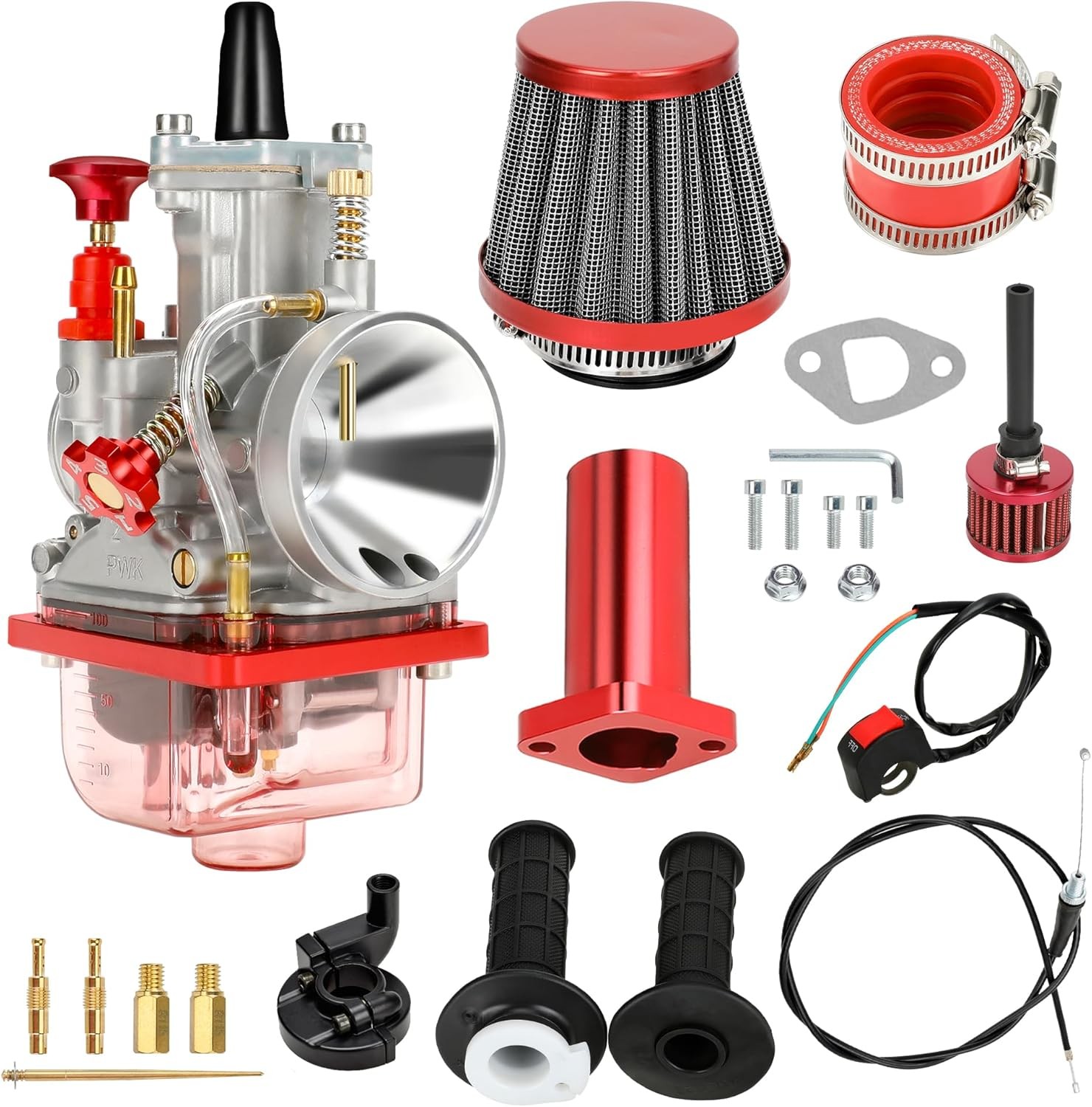 PWK 24mm Carburetor Throttle Assembly For Predator 212cc 196cc 224cc CT200U Red