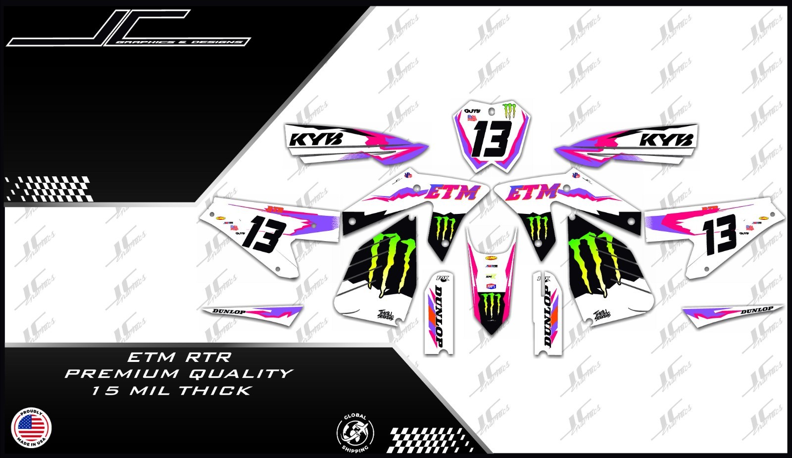 ETM RTR graphics kit decals  THICK AND HIGH GLOSS .....