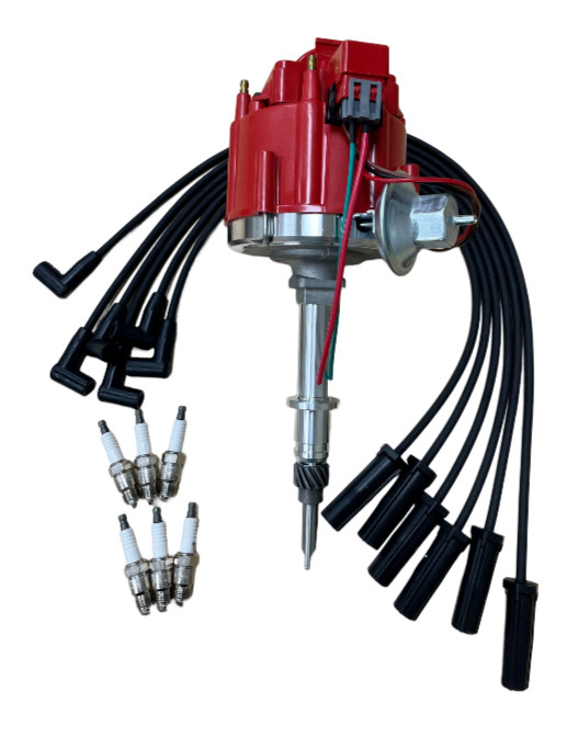 Ignition Distributor + Wires + Spark Plugs For Chevy 230 250 292 GMC 4.1 4.8L