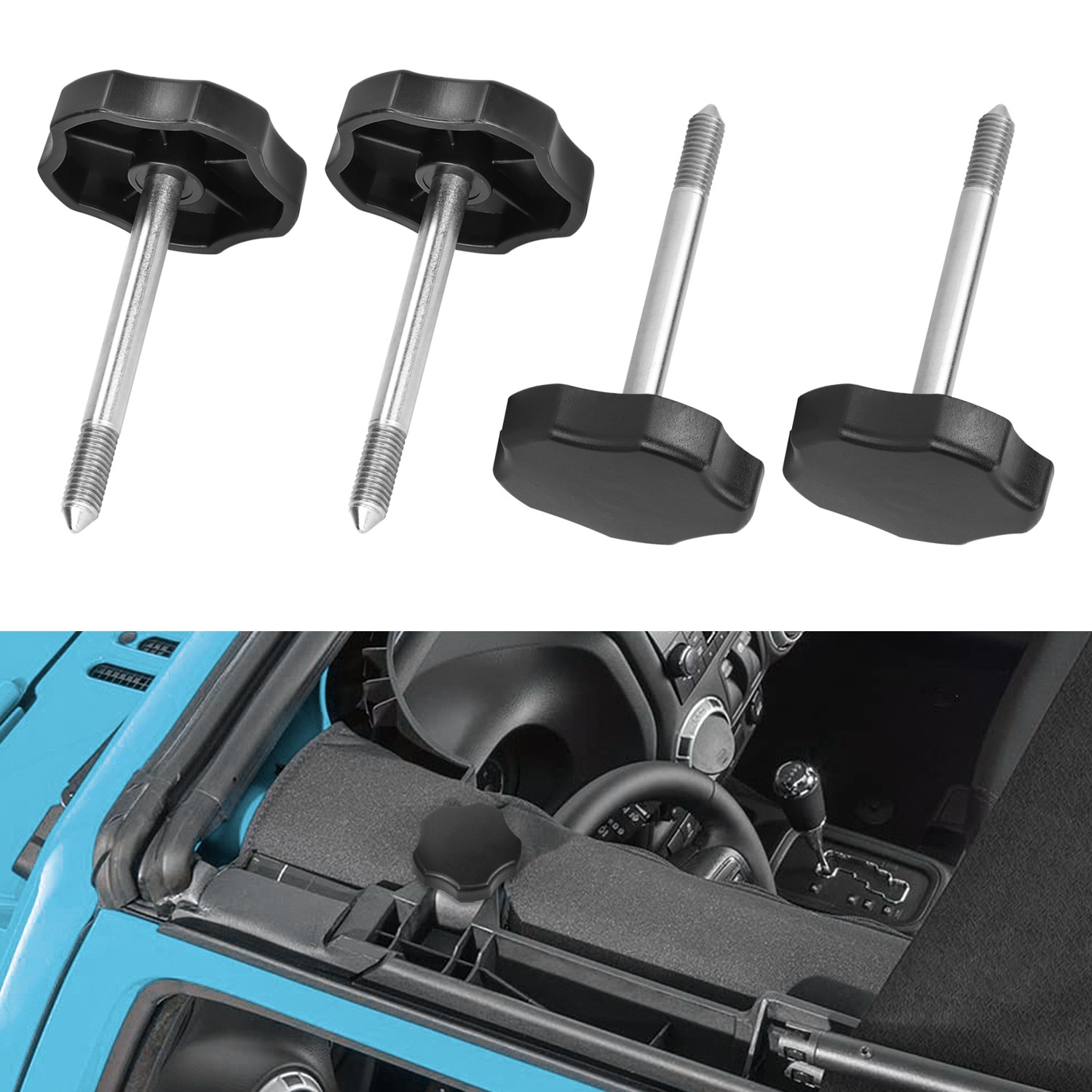 4PCS Soft Top Window Frame Surround Knobs for 1997-2018 Jeep Wrangler JK TJ