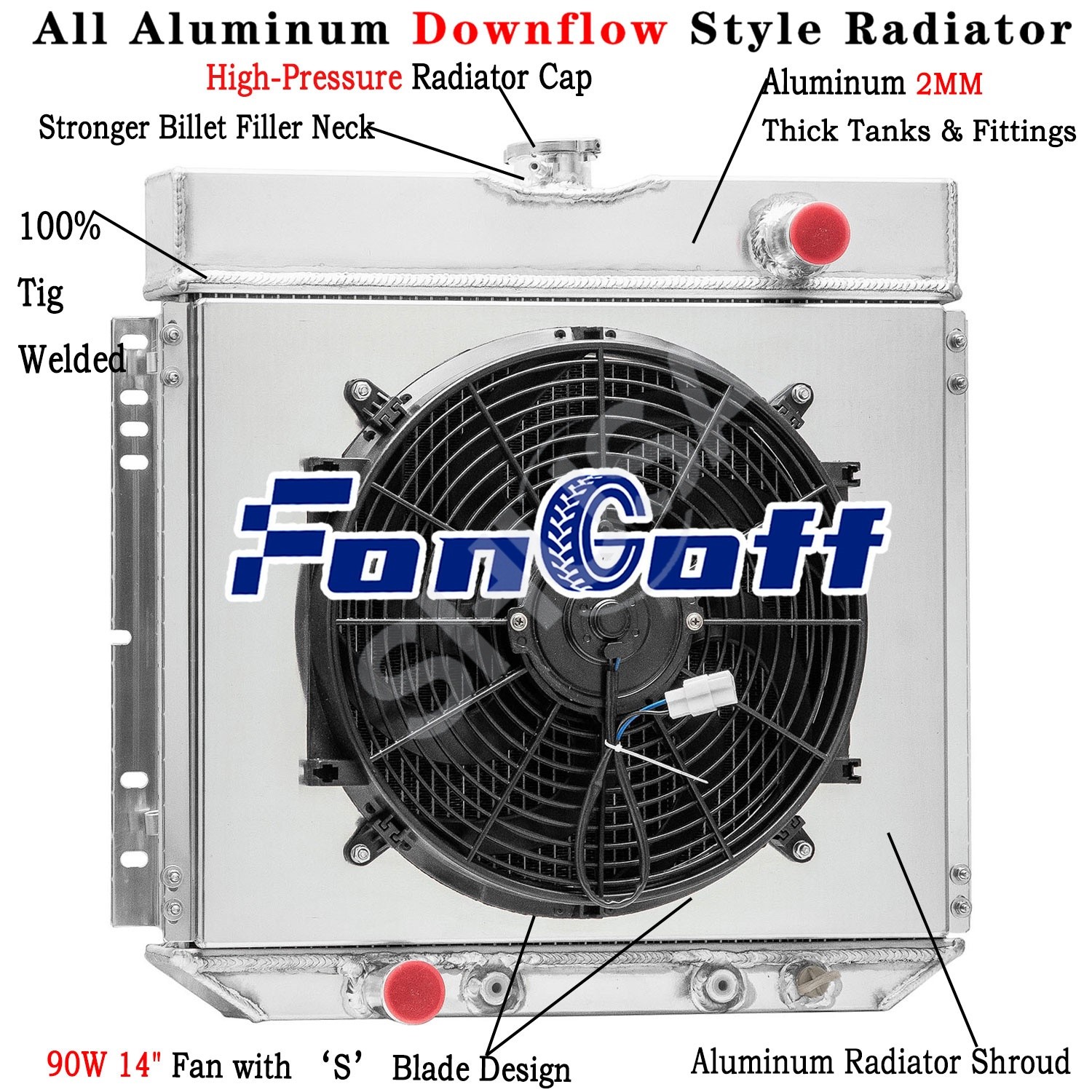 4 Row Radiator&Shroud Fan For 1970-73 Ford Maverick /1967-70 Mustang 3.3L 4.1L